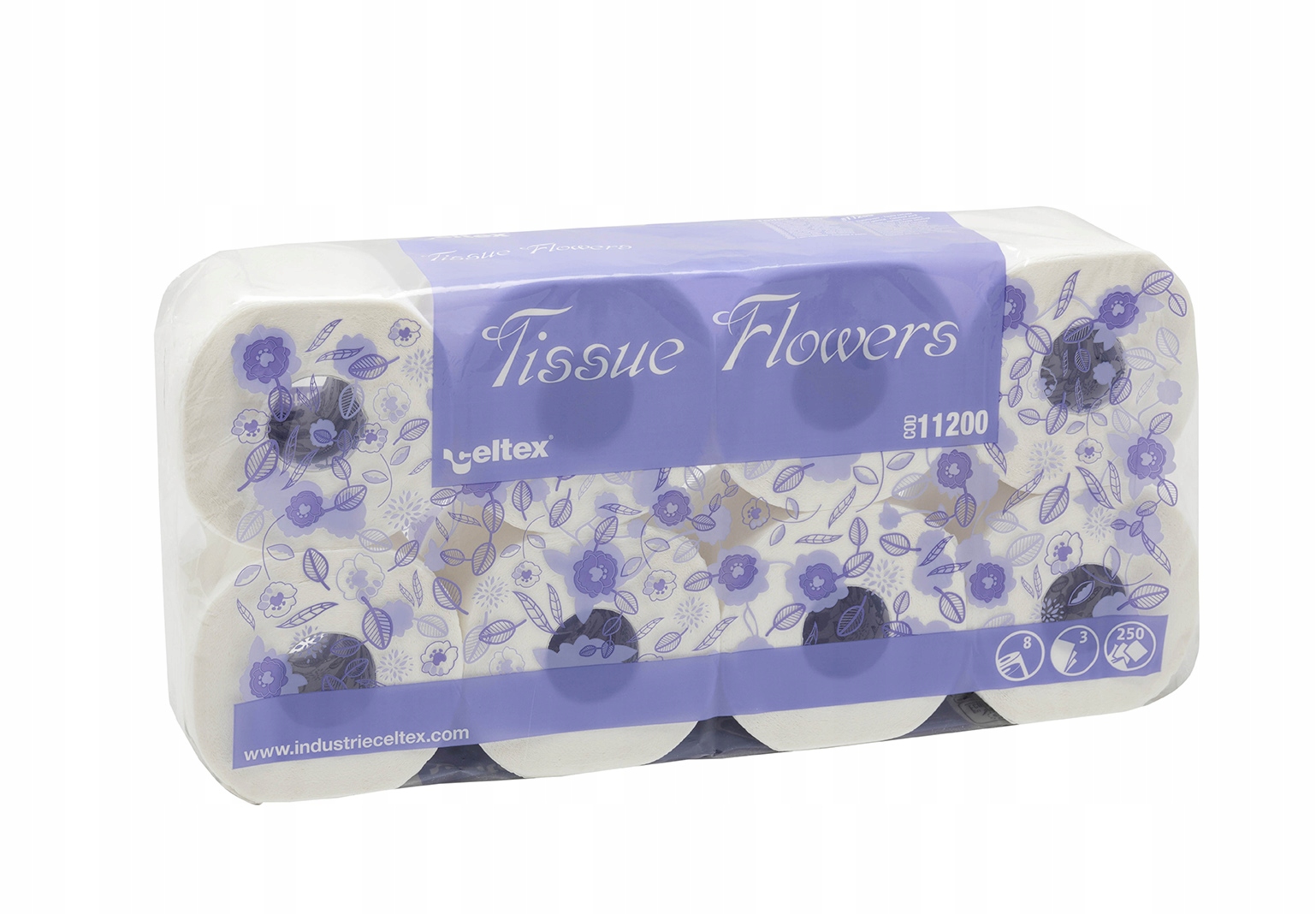 8 x Toaletní papír bez vůně Tissue Flowers