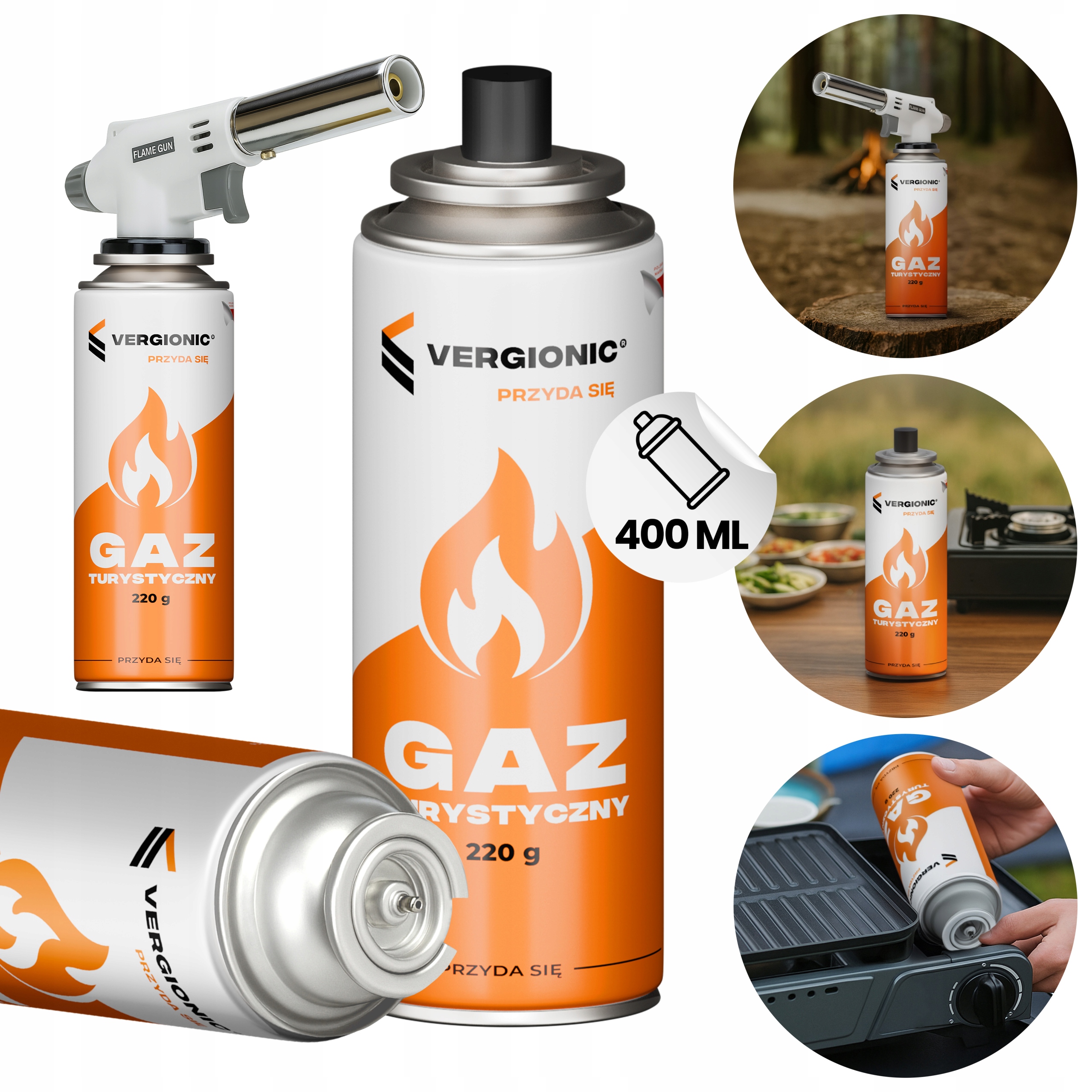Gaz turystyczny do kuchenki palnika kartusz 400 ml 220g kartusz