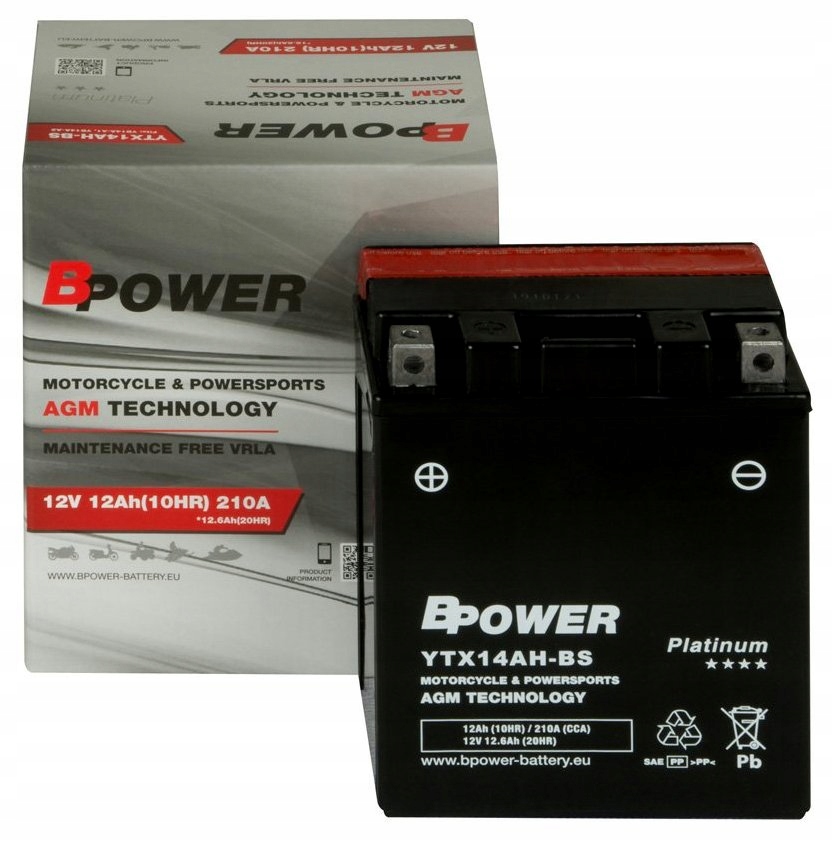 Акумулятор BPOWER YTX14AH-BS 12AH 210A