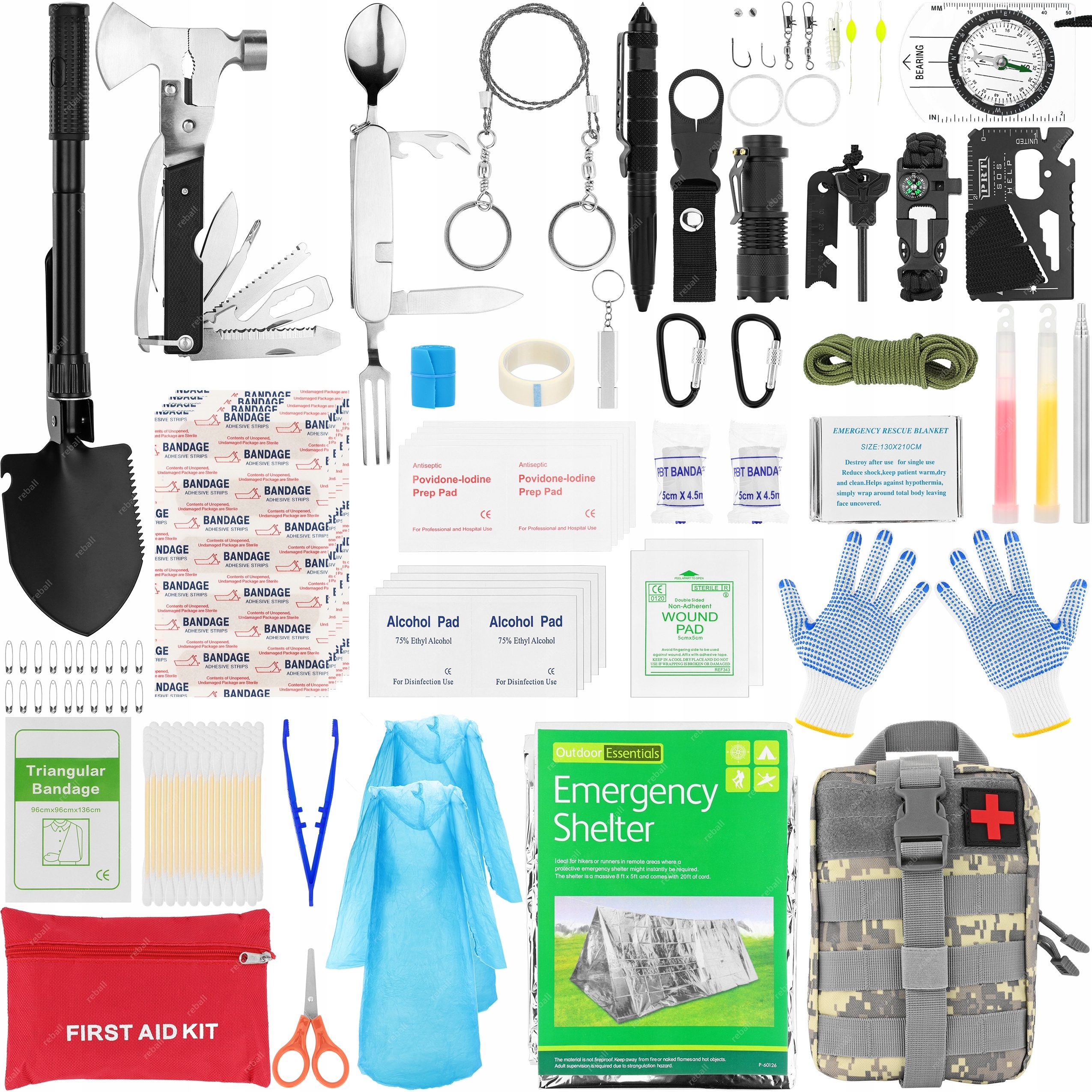 XXXL Vojenský Survivalový Set Přežití Kit Nástrojů RT0286