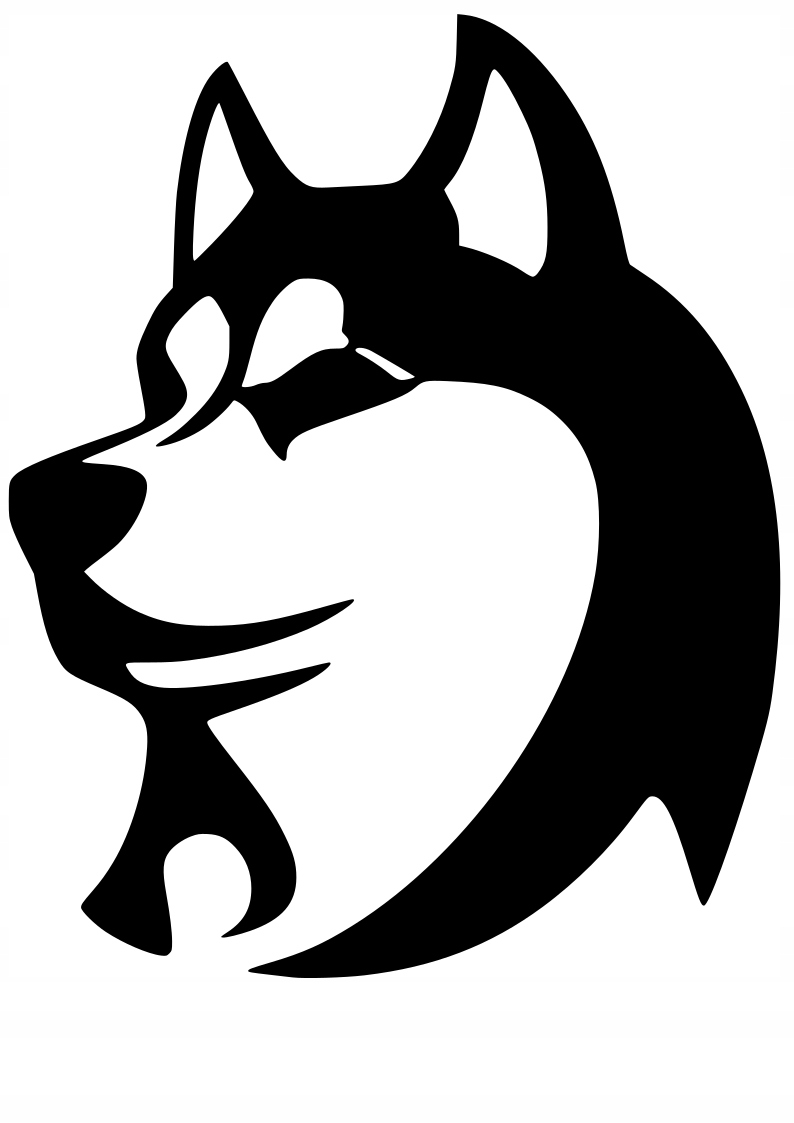 Naklejka bez tła na samochód kufry laptop kask Pies Husky 18 x 14,4 cm