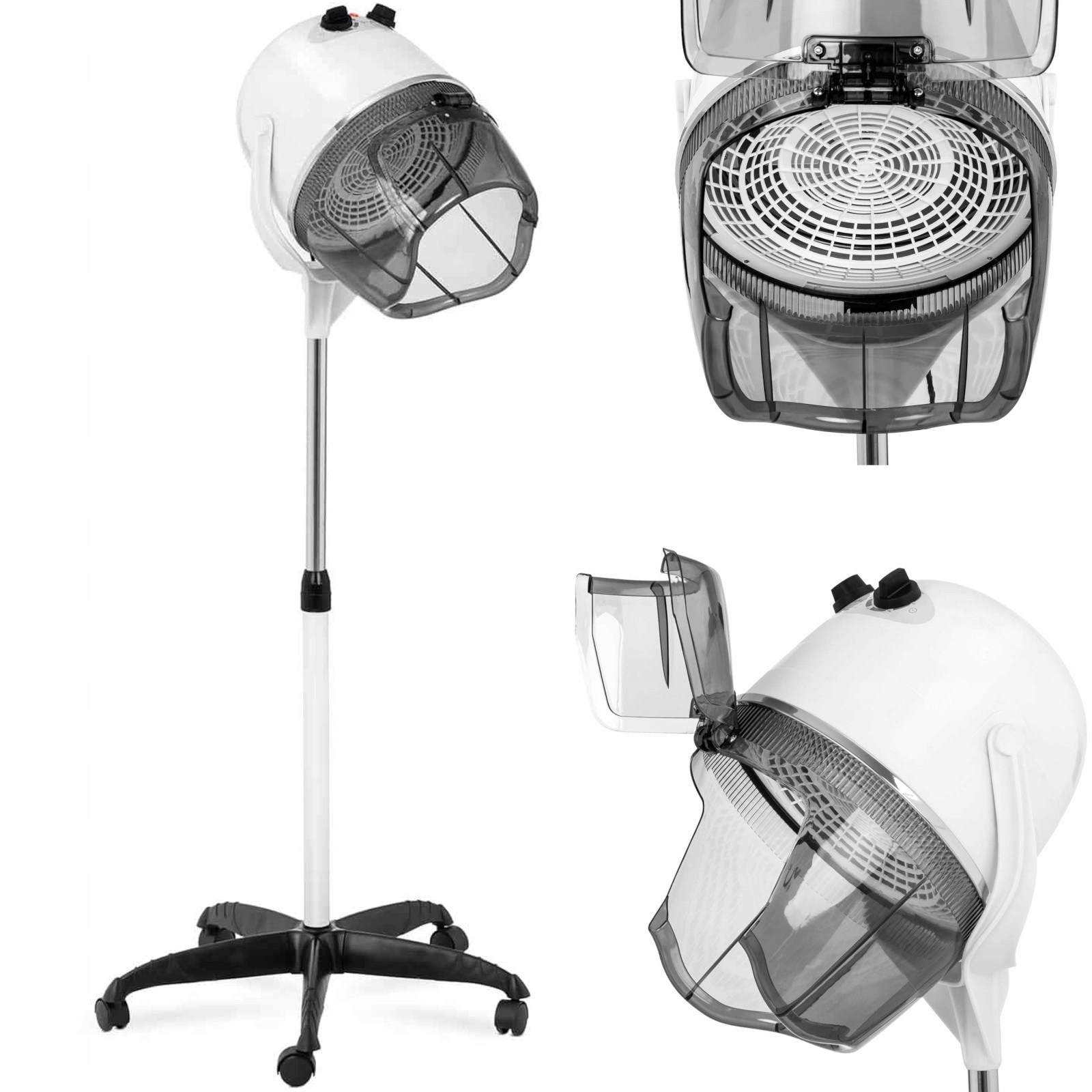 Kadeřnický vysoušeč vlasů s kolečky, 1100 W, bílý