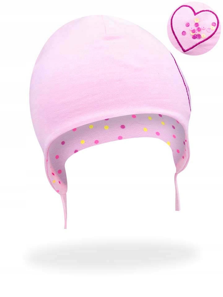 

Różowa czapka bawełniana wiosenna baby girl 44/46
