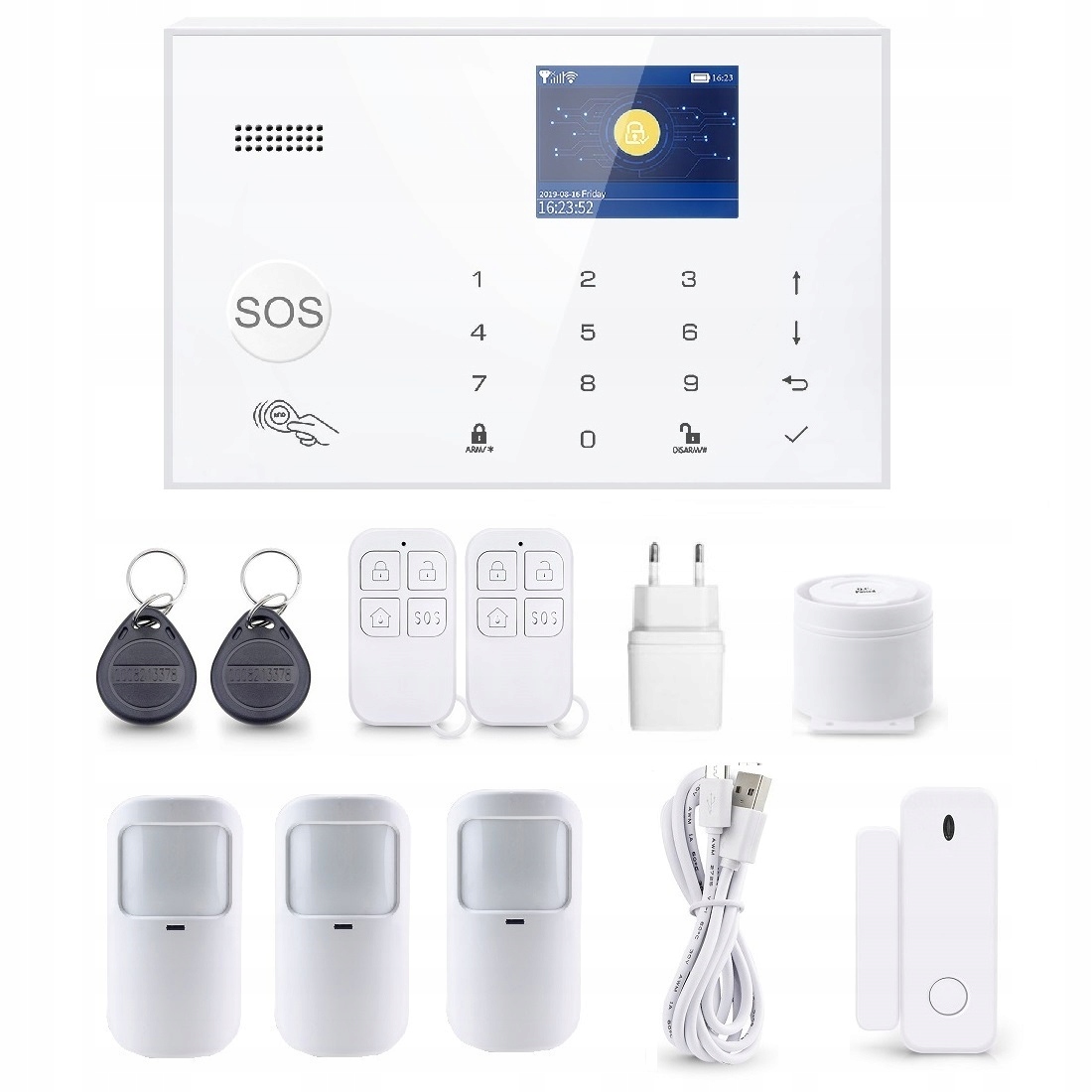 Bezdrôtová Alarmová Súprava s LCD 2.4" Gsm WiFi Tuya Smart Poľský 3xPIR