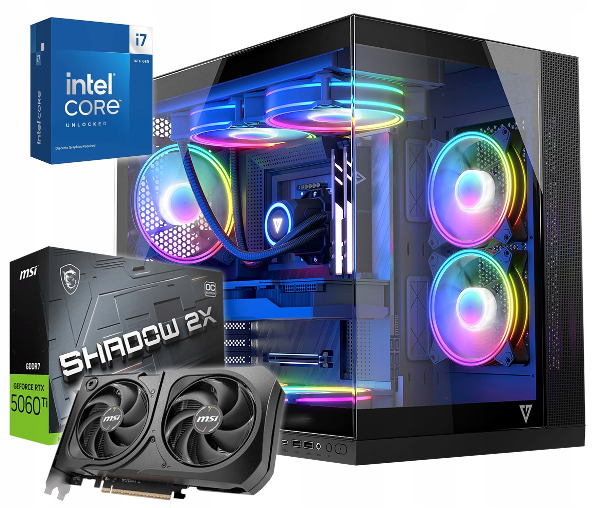 Komputer Volcano i7-14700kf SSD1TB 64GB RTX5060Ti 16GB Wifi Woda