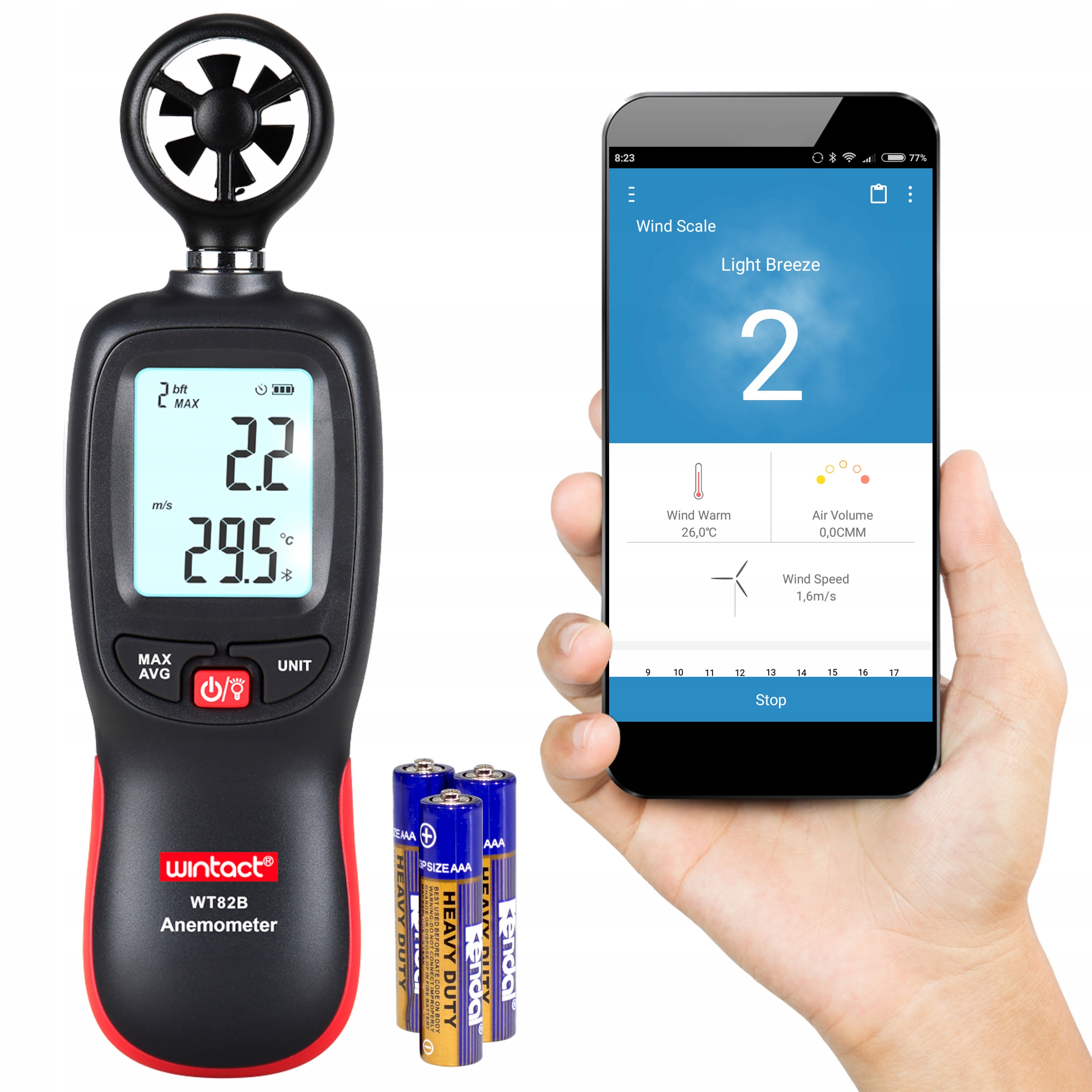 

Anemometr Bluetooth wiatromierz miernik wiatru Bt