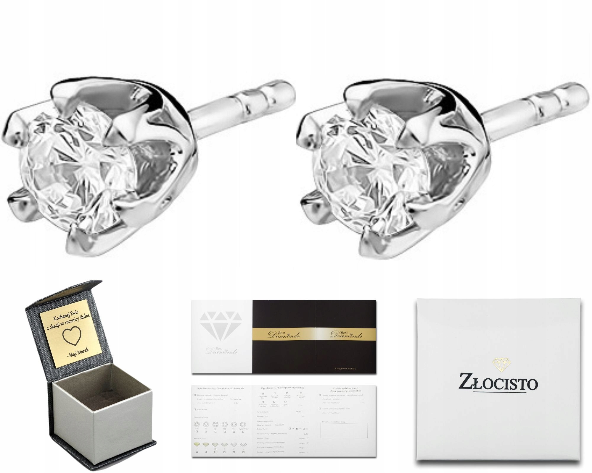 Bílé Zlaté Náušnice S Brilianty 0,60 Ct Tyčinky