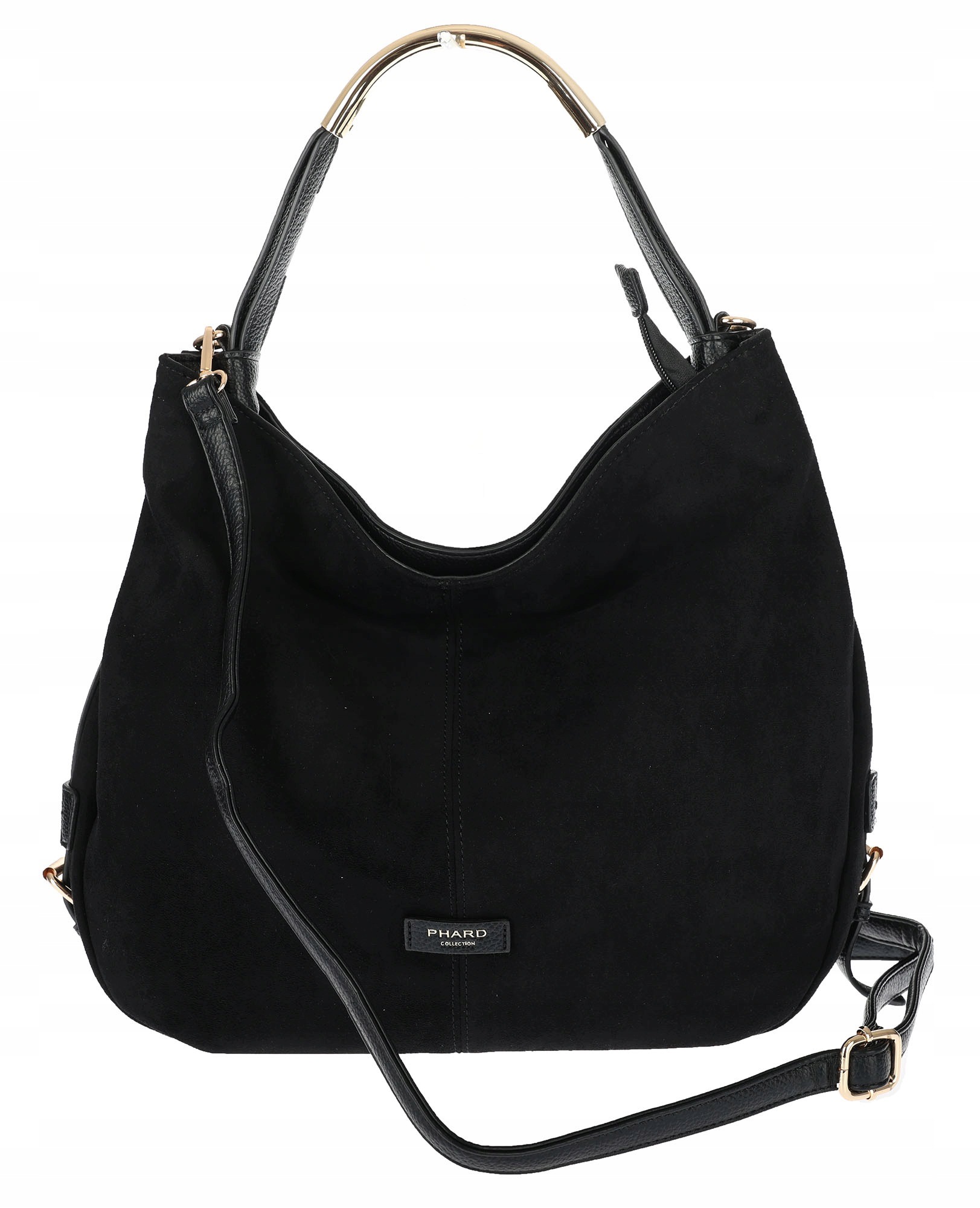 Dámská shopper kabelka, módní semišová taška přes rameno do práce PJ451 Černá