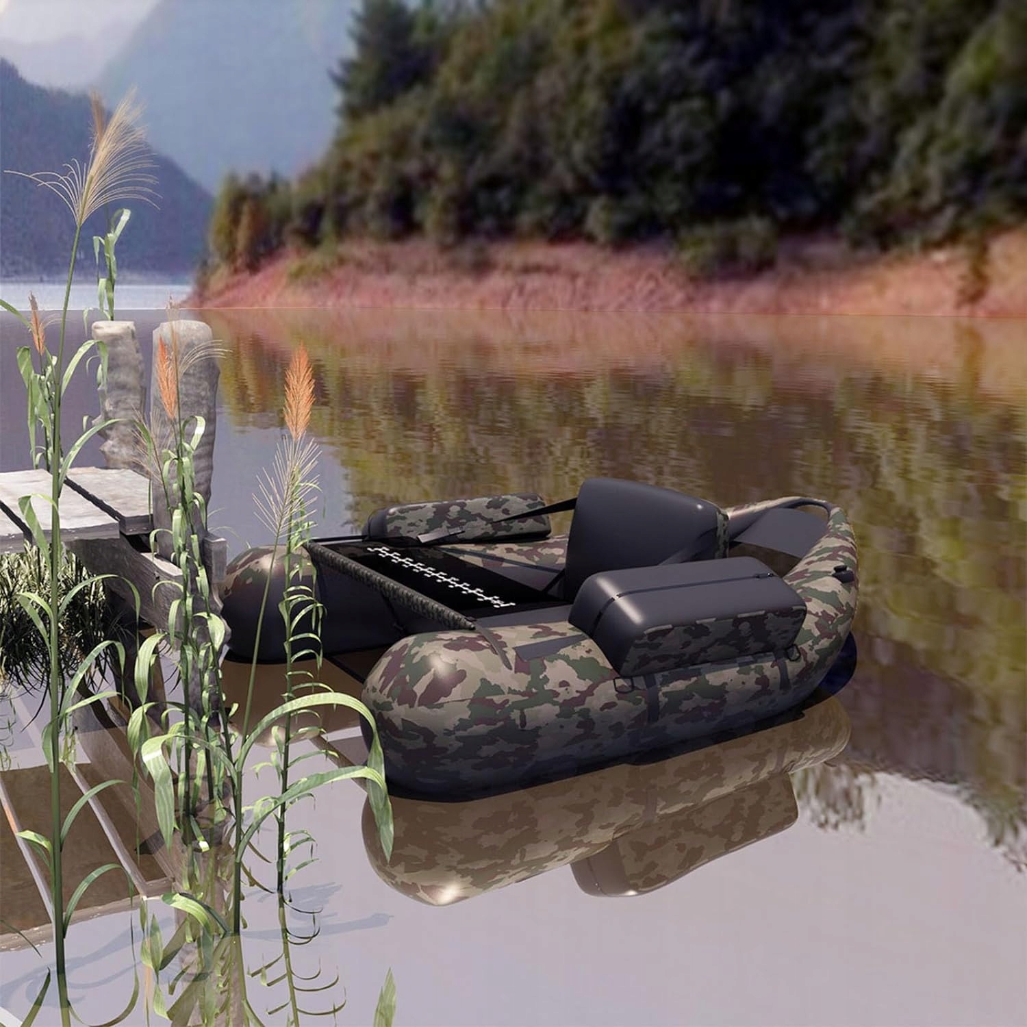 NADMUCHIWANY PONTON RYBACKI WĘDKARSKI ŁÓDKA DO ŁOWIENIA RYB SIEDZĄCY Możliwość zamontowania silnika nie