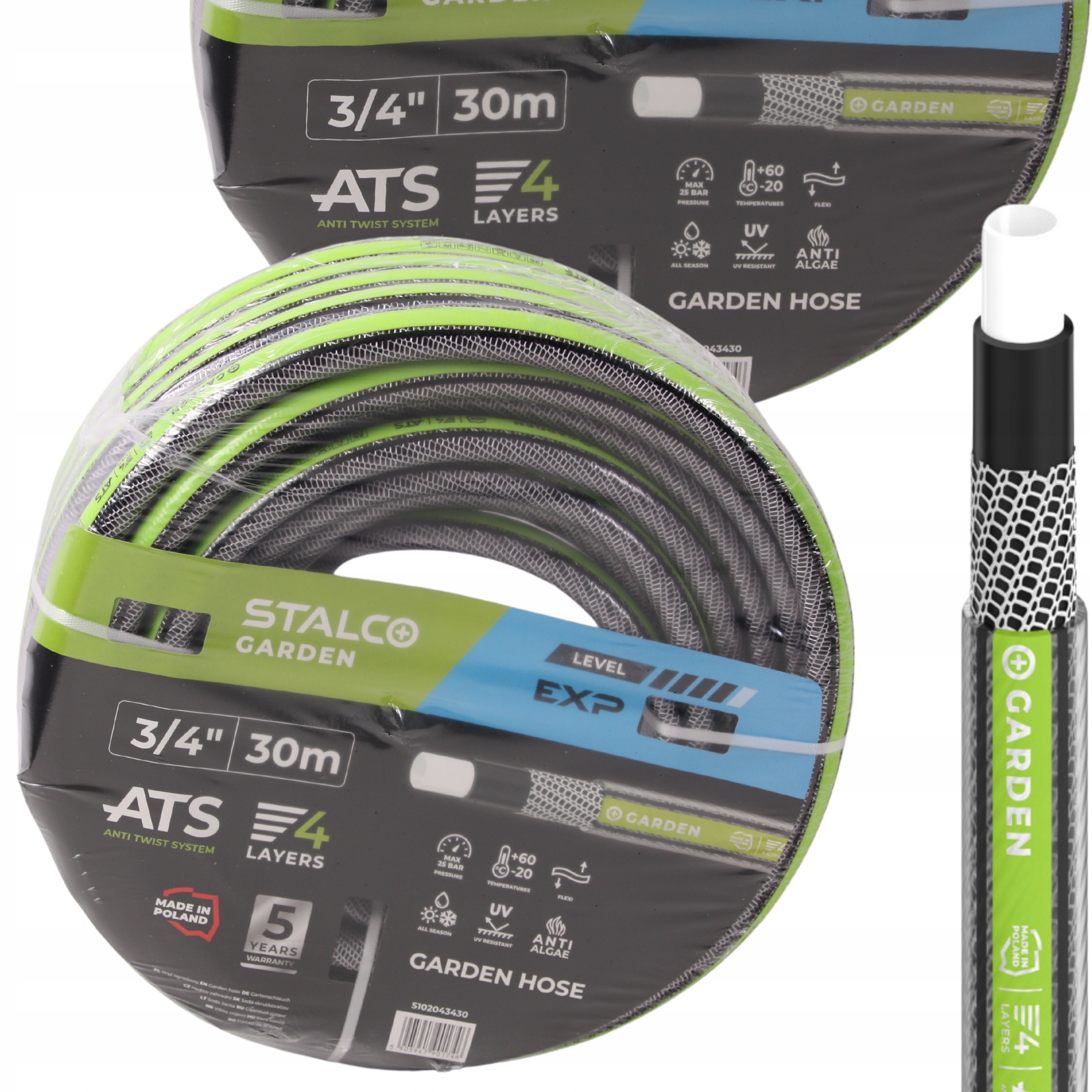 4-VRSTVOVÁ Záhradná Zalievacia Hadica Sa Nezamotáva, Nekrčí, Silná 3/4"x30 mb