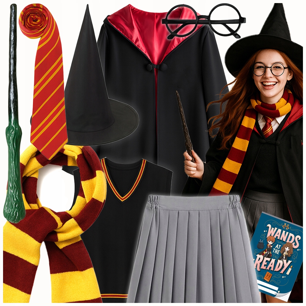 Strój Hermiona 146/152 Kamizelka Spódnica Zeszyt Harry Potter