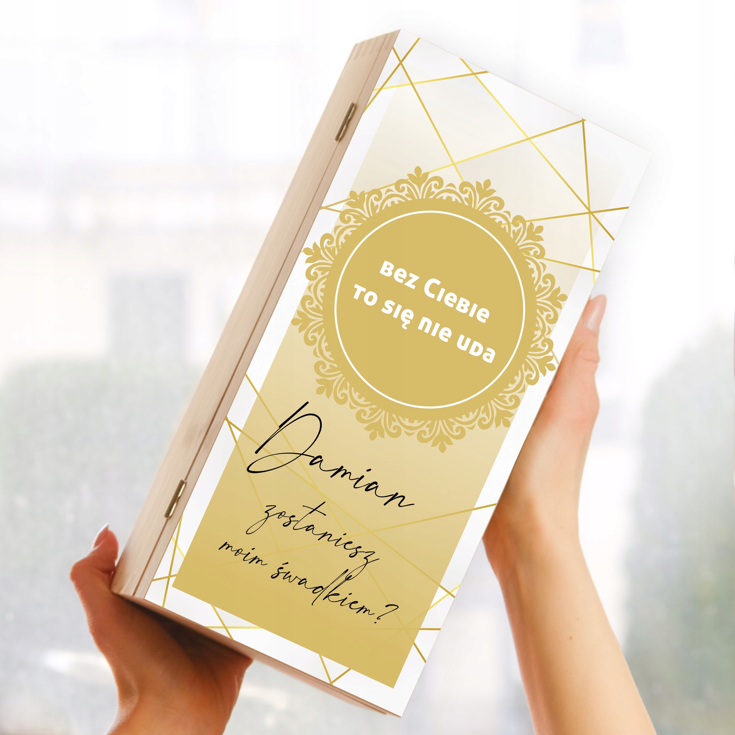 ZAPROSZENIA DLA ŚWIADKÓW SKRZYNKA NA WHISKY PROŚBA Kolor dominujący brązowy