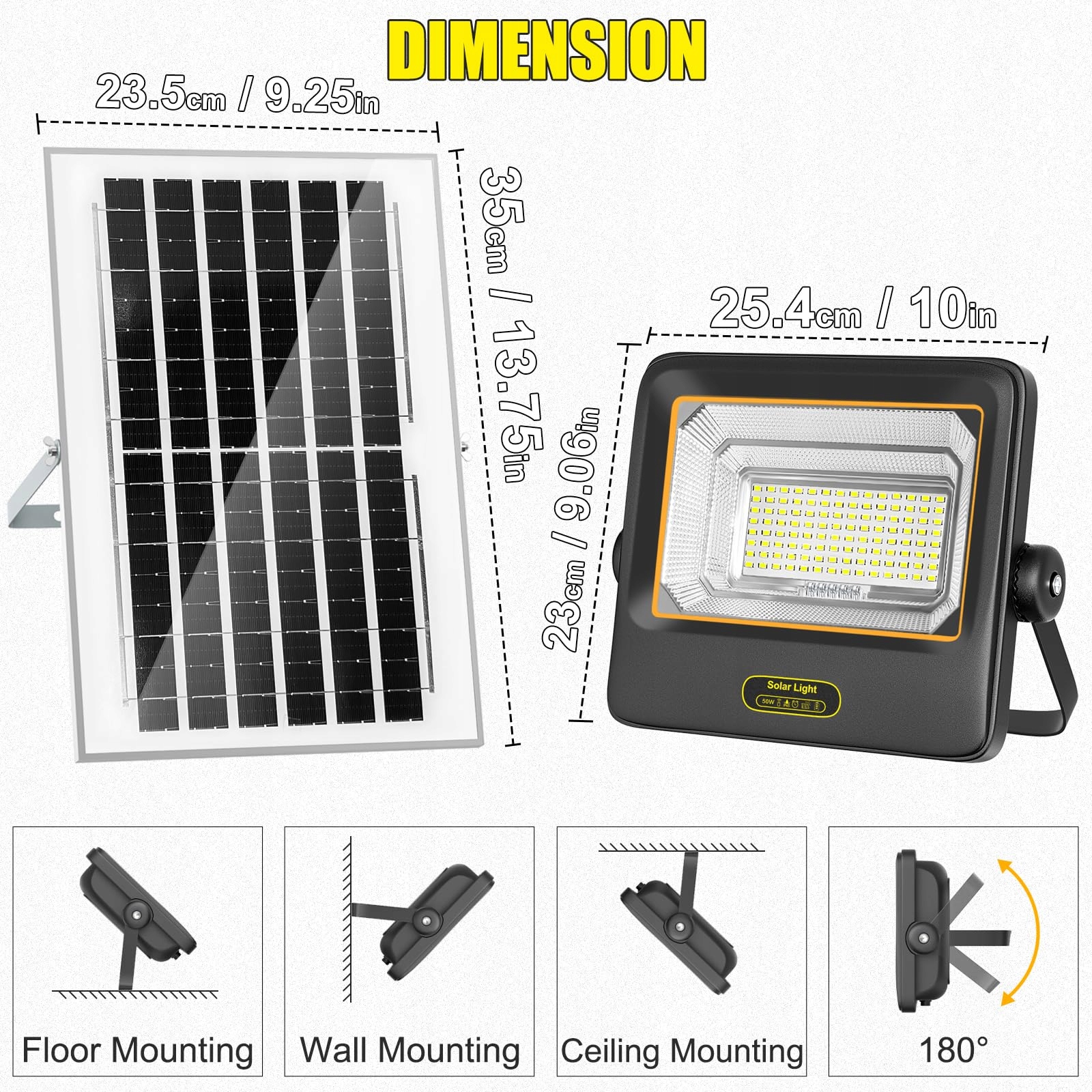 Lampa Solarna Zewnętrzna Z Pilotem Do Garażu Wodoodporna 200W IP67 TOPBOS — miniatura 7