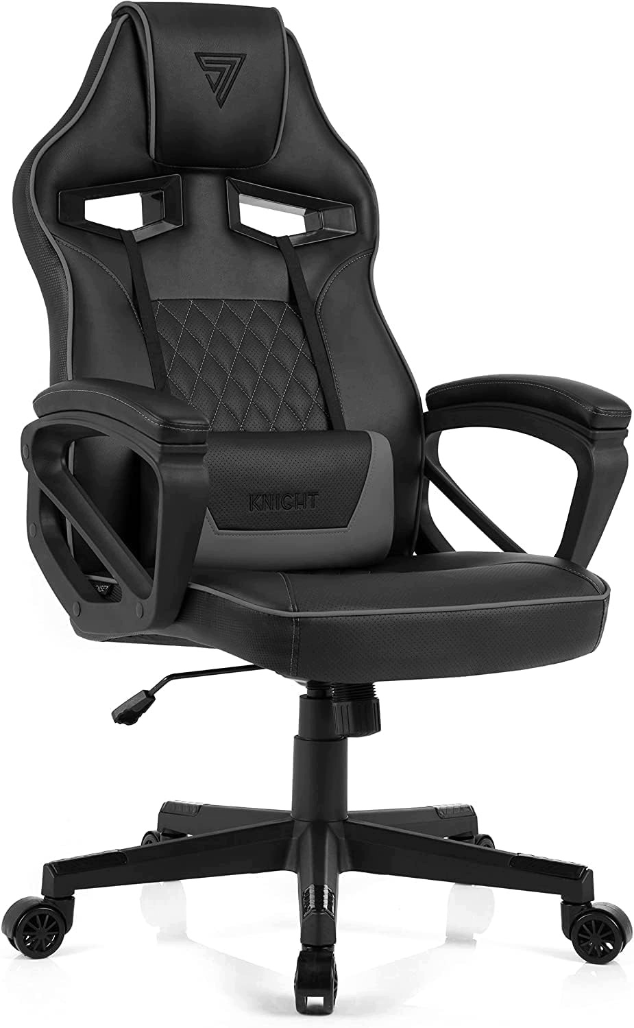 Herní Křeslo Ergonomická Pu Kůže Polštář Černošedá