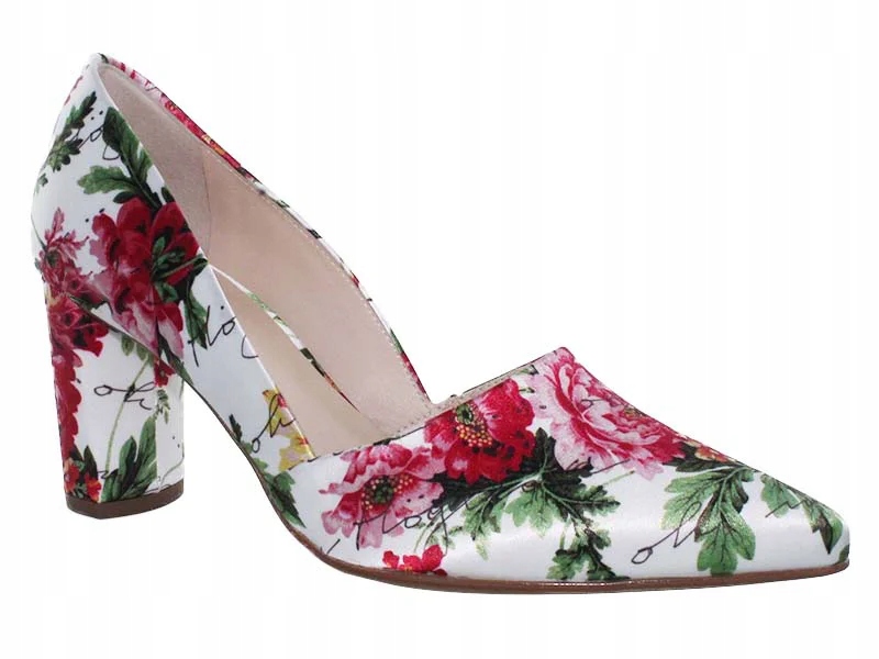 Högl Dámské lodičky Květiny, d'Orsay, sloupek velikost 37 Bílá saténová barva