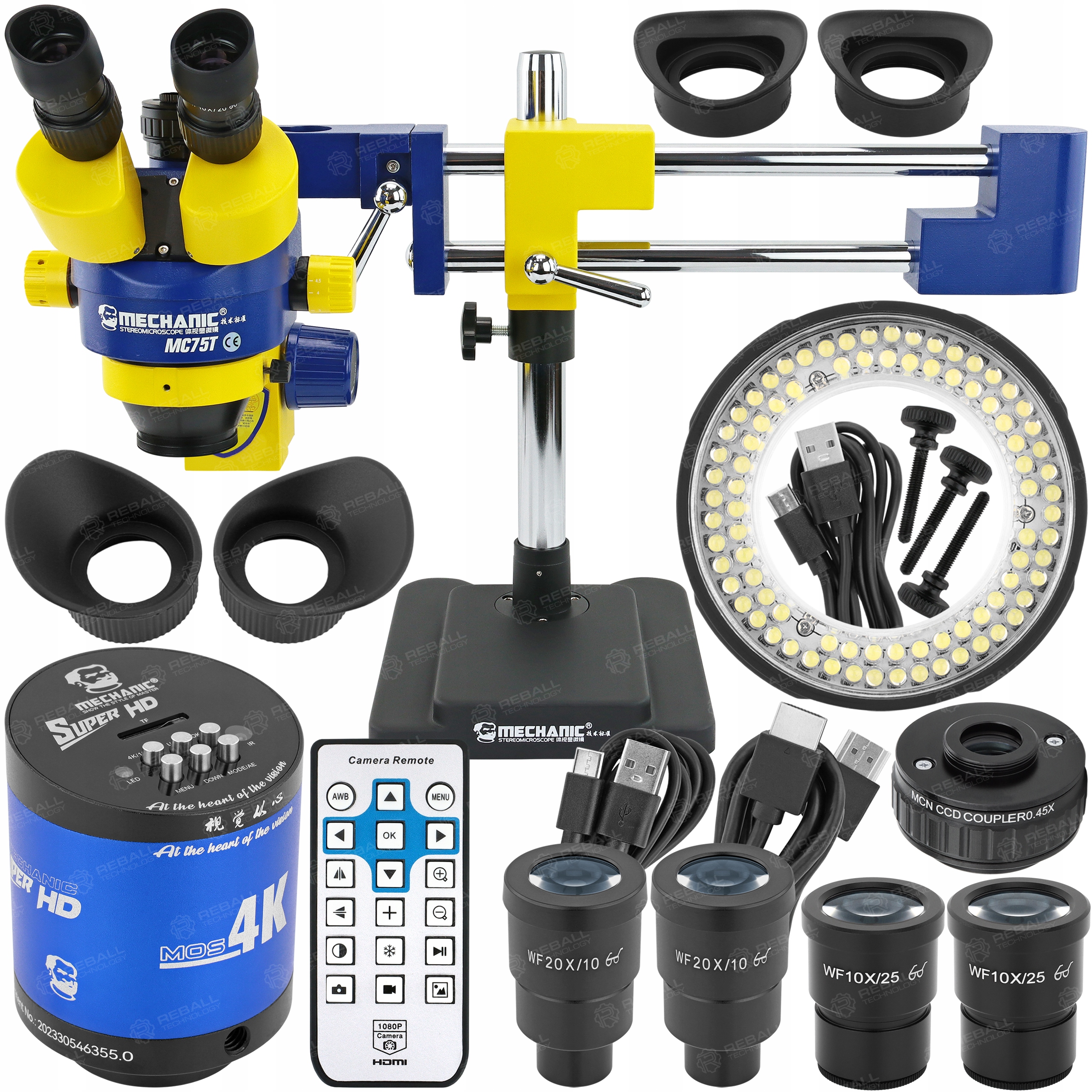 Stereoskopický Mikroskop Trinokular Mechanic MC75T-L2 Kamera 4K Lampa LS5