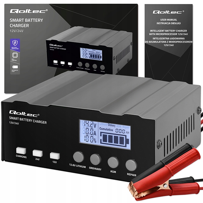 Prostownik SAMOCHODOWY AUTOMAT FUNKCJA ODSIARCZANIA AGM GEL 12V 24V 12A