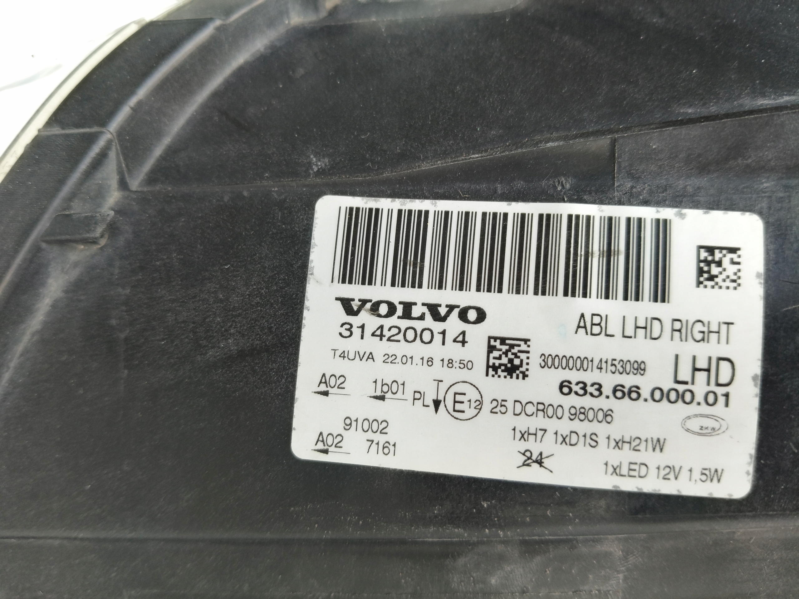 light right REFLEKTOR VOLVO S80 V70 13- LIFT XENON LED positioning