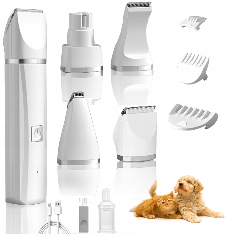 Usb Zastřihovač 4v1 Pro Stříhání Psa Kočky Zvířat Bílý