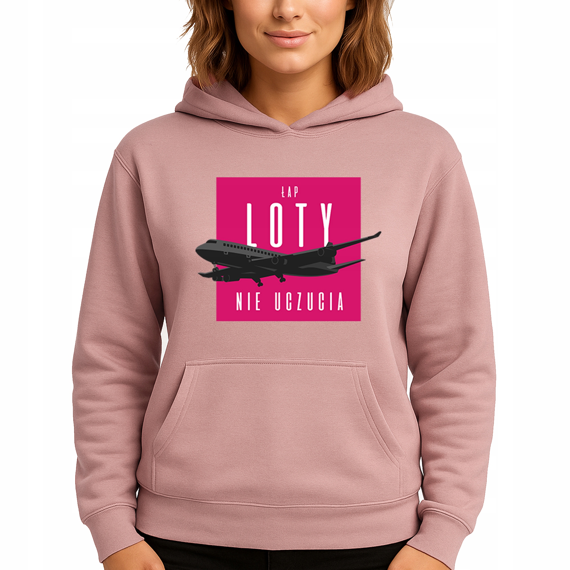 Mikina Růžová Hoodie S Kapucí Na Dárek Chyťte Lety Ne Pocitů S