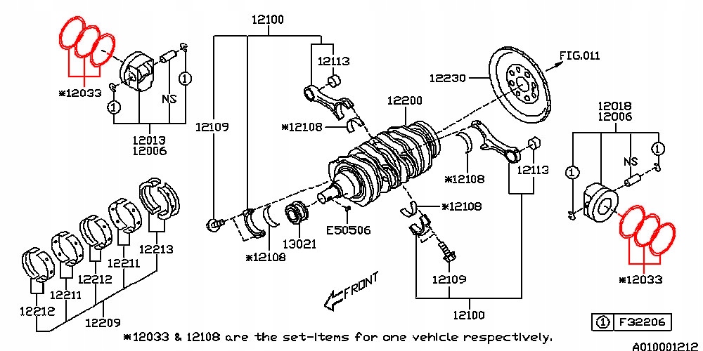 PIERŚCIENIE TŁOKOWE SUBARU LEGACY OUTBACK IMPREZA FORESTER XV FB25 2.5L Producent części Subaru OE
