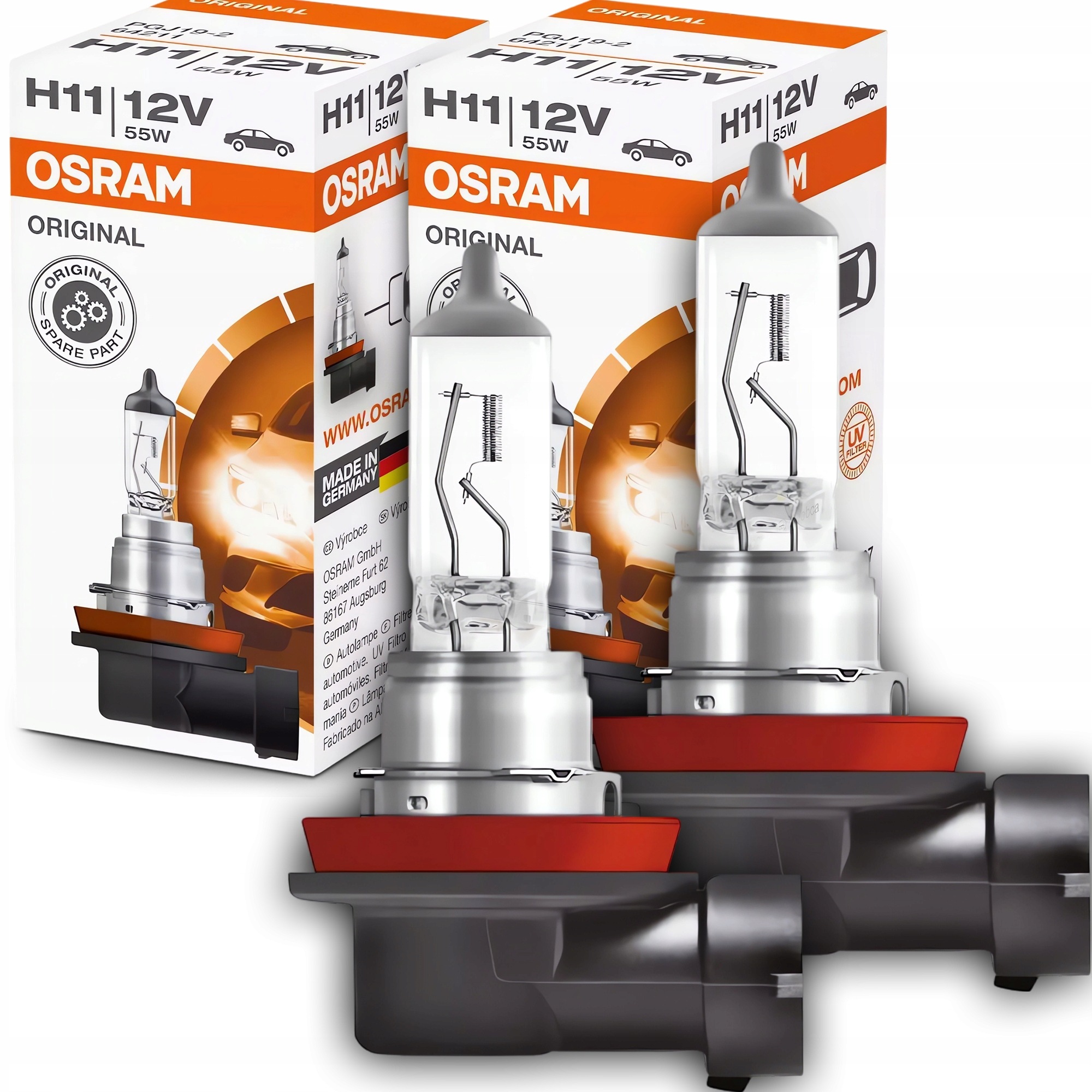 2X Żarówki Osram H11 Original 12V 55W Żarówka Halogenowe Homologacja Ece