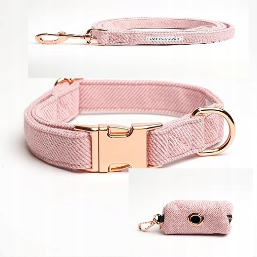 Levně Sada obojku a vodítka pro psa, 3 prvky, růžová, velikost L