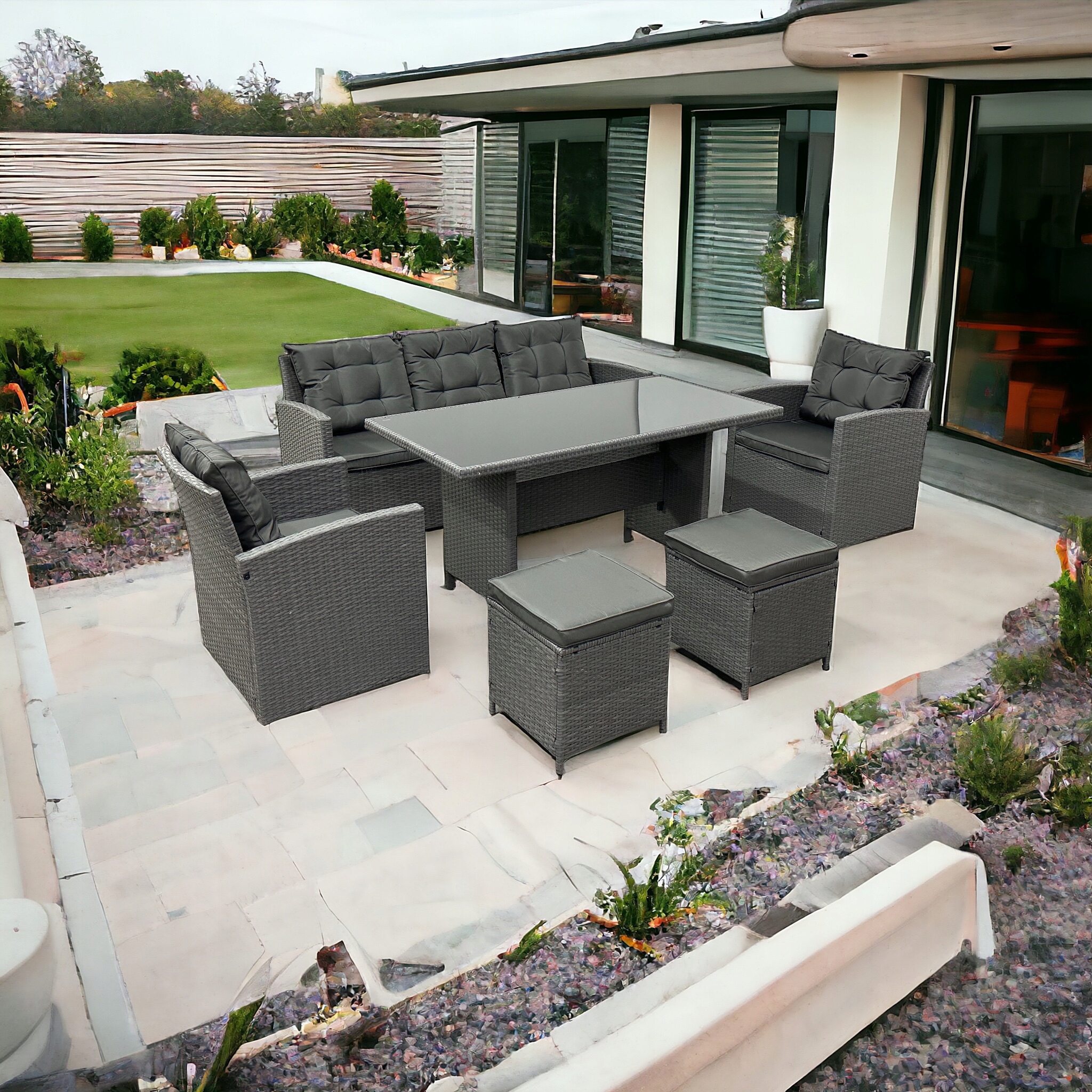 Zestaw mebli ogrodowych MTG TRADE GROUP technorattan szary 6 el. Kolor dominujący szary