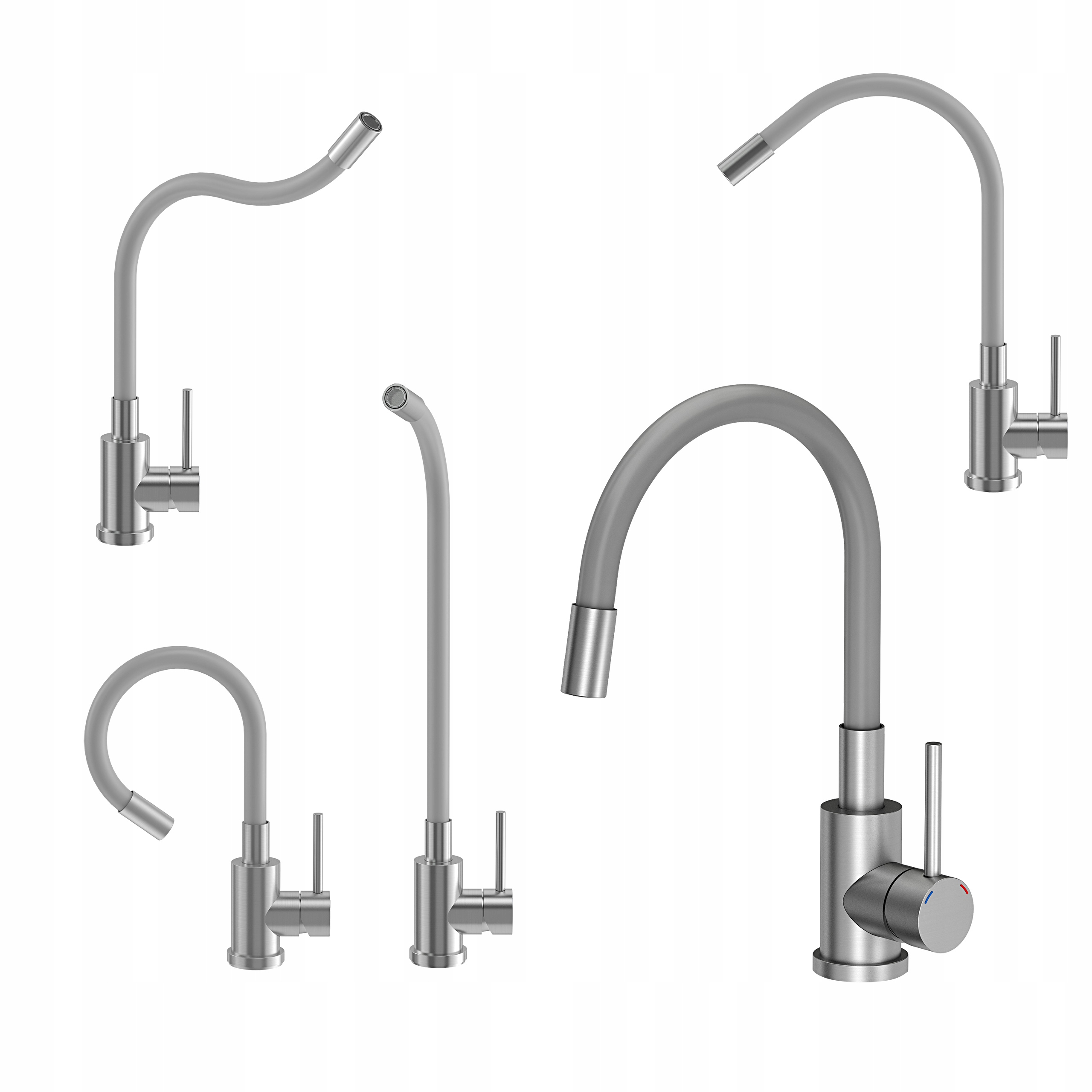 Szary ZLEW z ociekaczem +elastyczna bateria +KOSZ Liczba komór jednokomorowy