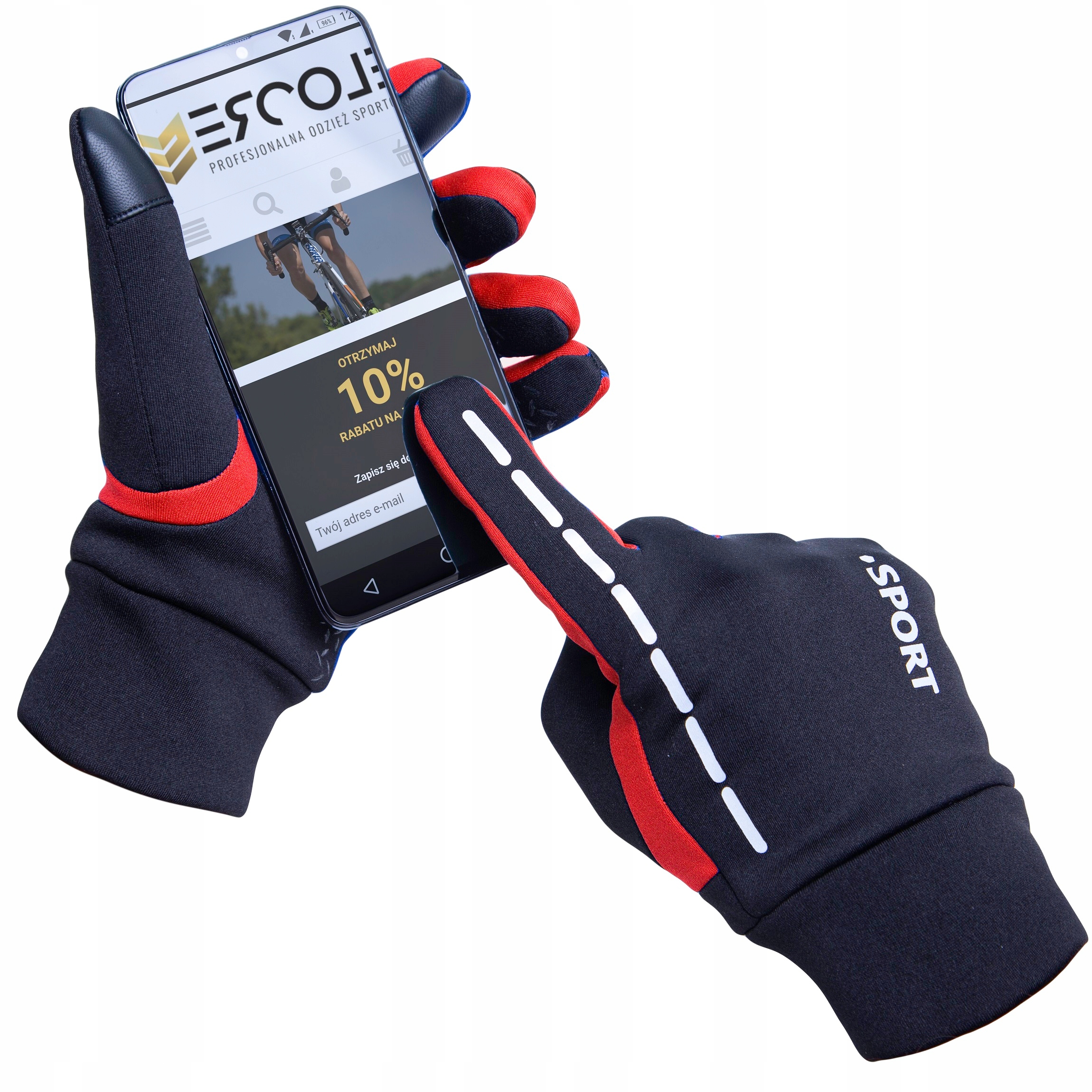 RĘKAWICZKI ZIMOWE DO BIEGANIA L MĘSKIE DAMSKIE ODBLASK DOTYKOWE OCIEPLANE Materiał dominujący poliester