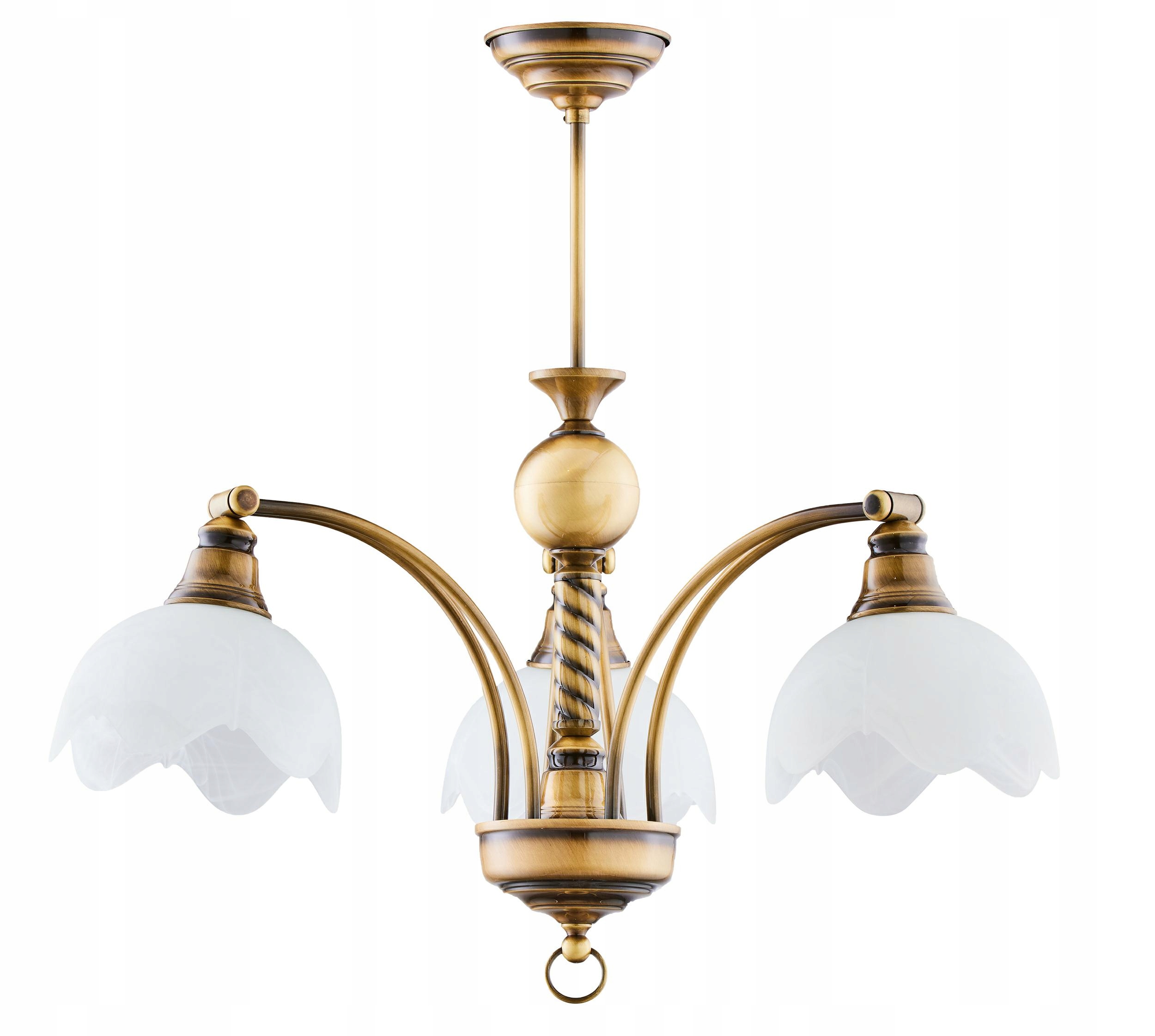 Lustr Jupiter Patina Bílá Skleněné Stínidla 3xE27 Závěsná lampa do pokoje