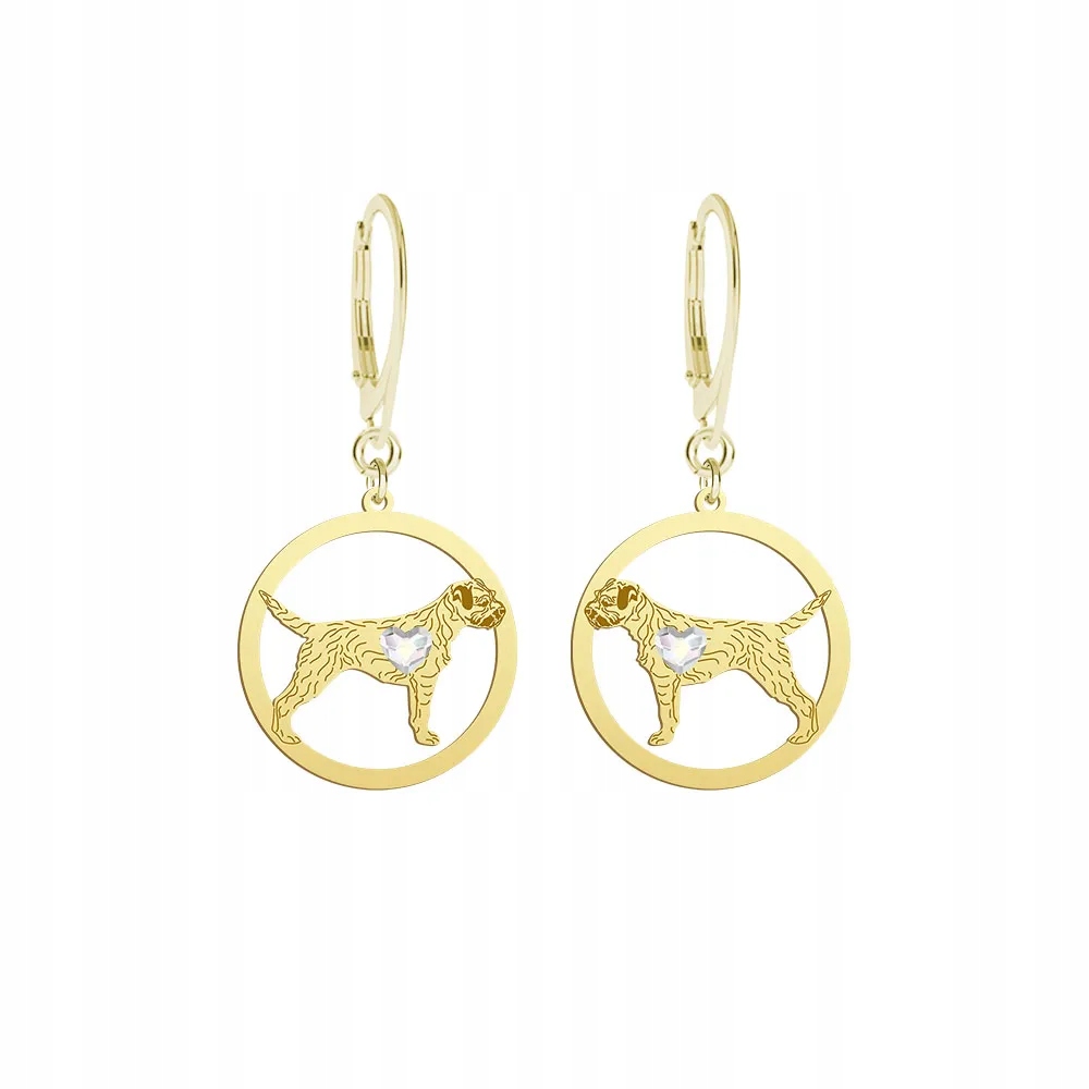 Náušnice Zlaté s border teriérem 925 Šperky Žena Gravírování Bonus