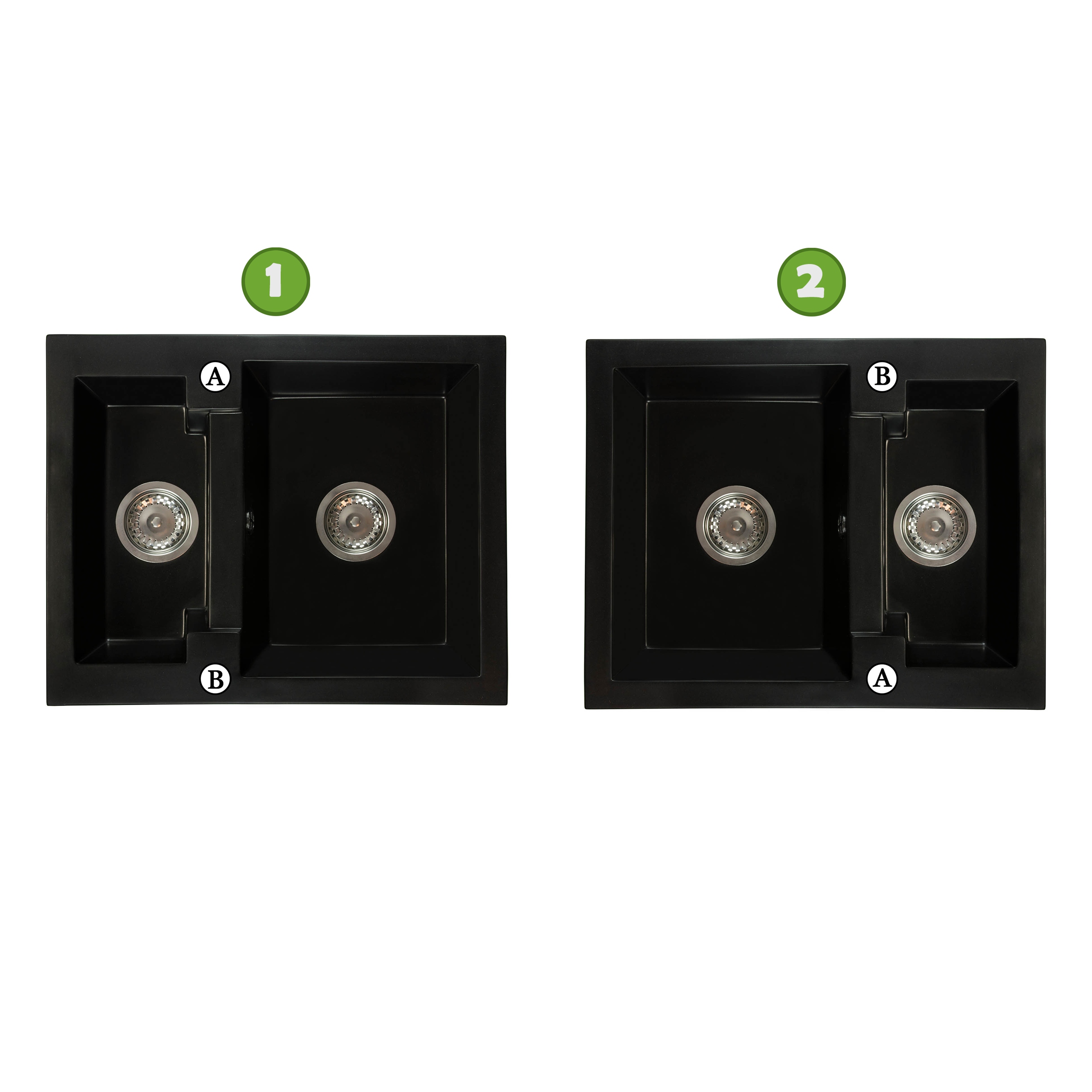 ZLEW ZLEWOZMYWAK GRANITOWY+BATERIA GRANITOWA+SYFON Krótszy bok 47 cm