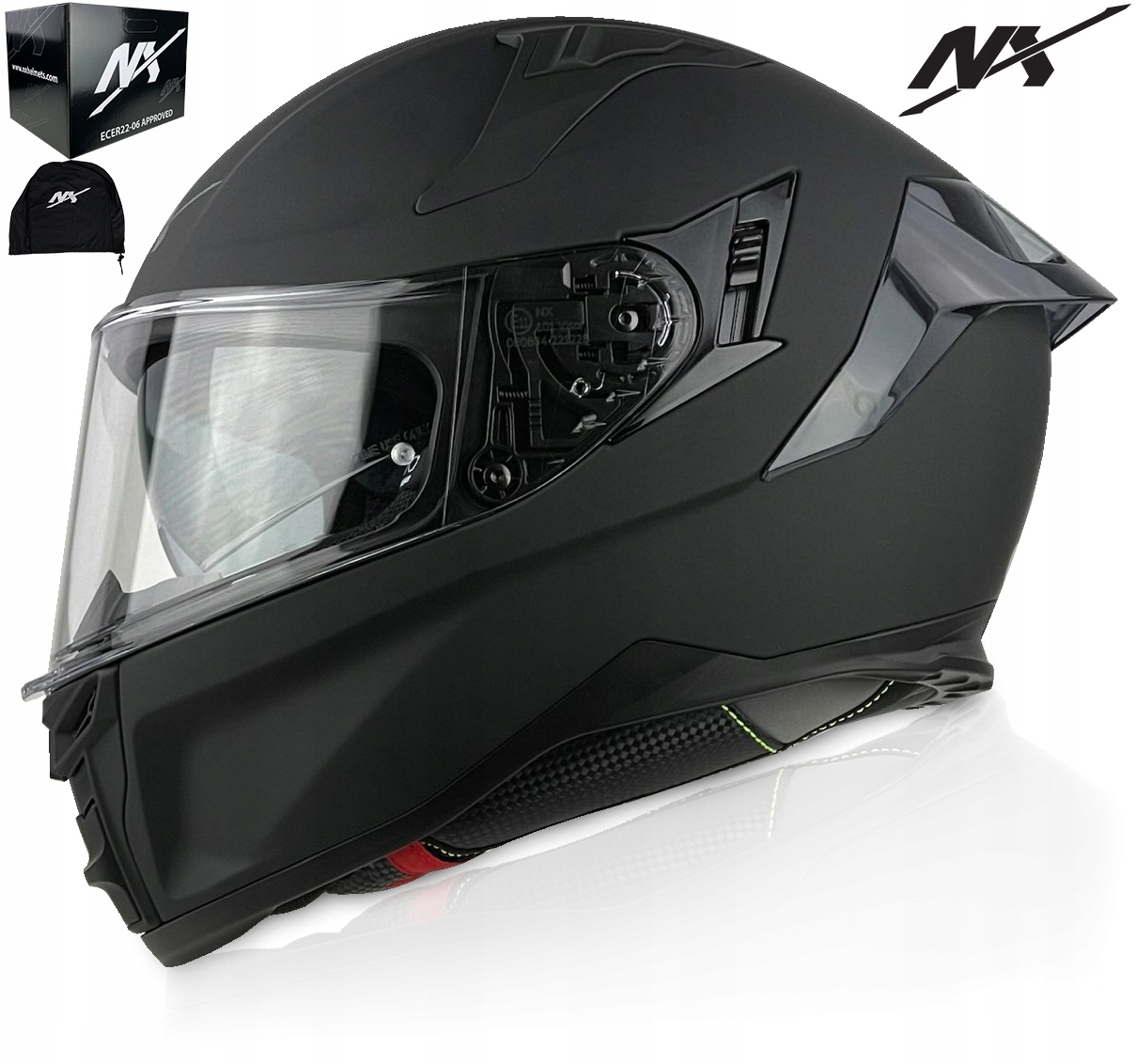 KASK MOTOCYKLOWY NX SPEED PINLOCK INTERKOM READY Z BLENDĄ r.L