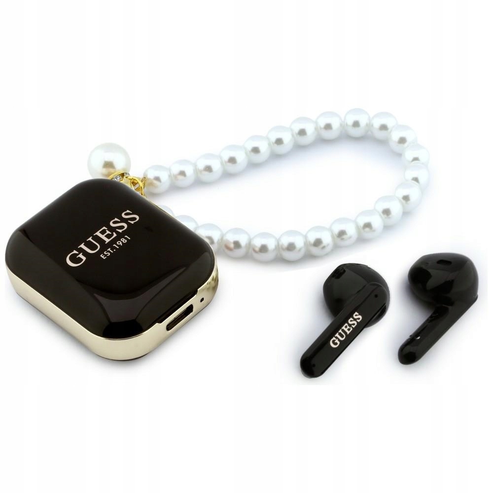 Słuchawki Tws Guess z zawieszka z perełek IPX5 Bluetooth 5.4 dotykowy panel