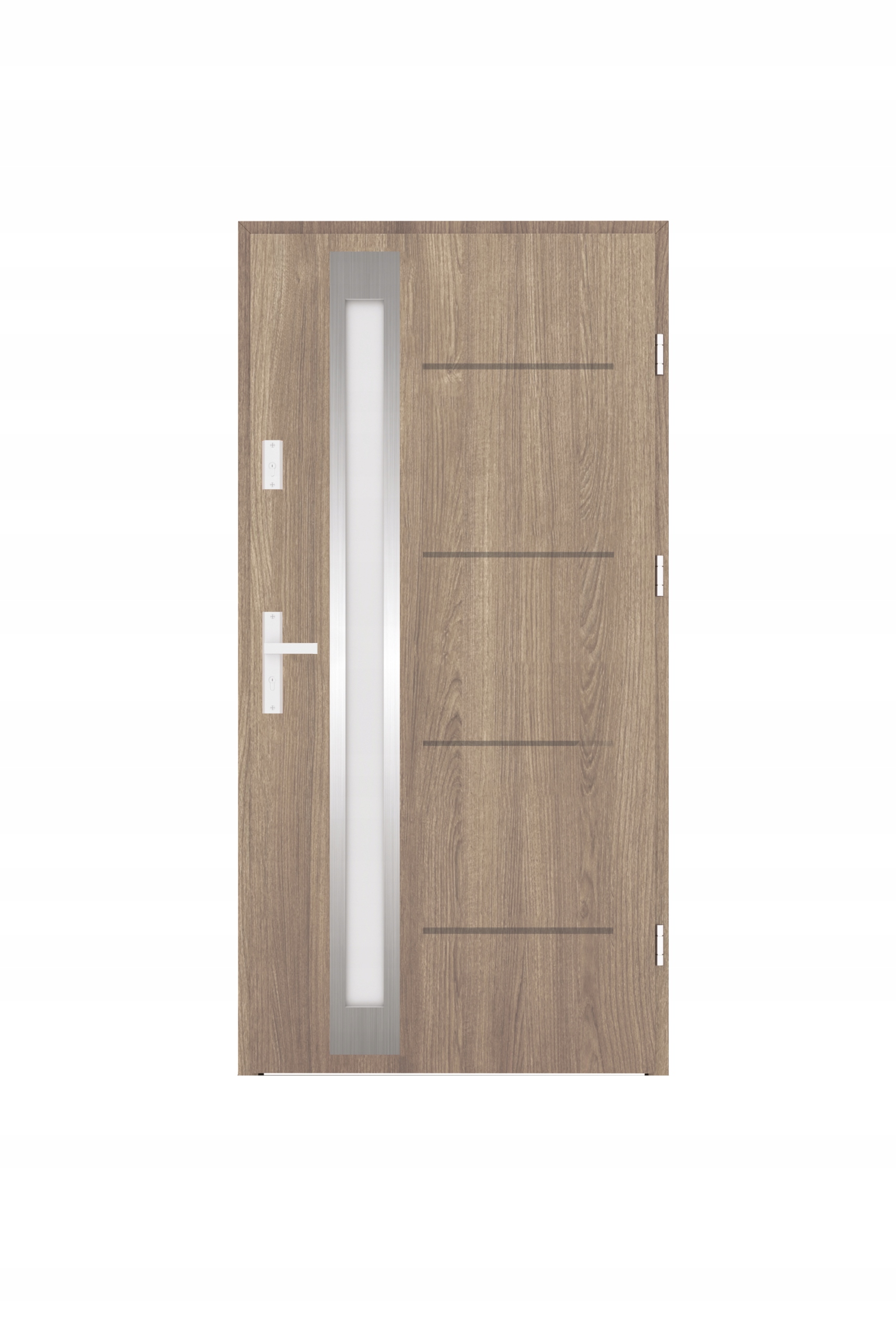 Drzwi zewnętrzne stalowe 90/77 DĄB SUROWY PIASK.