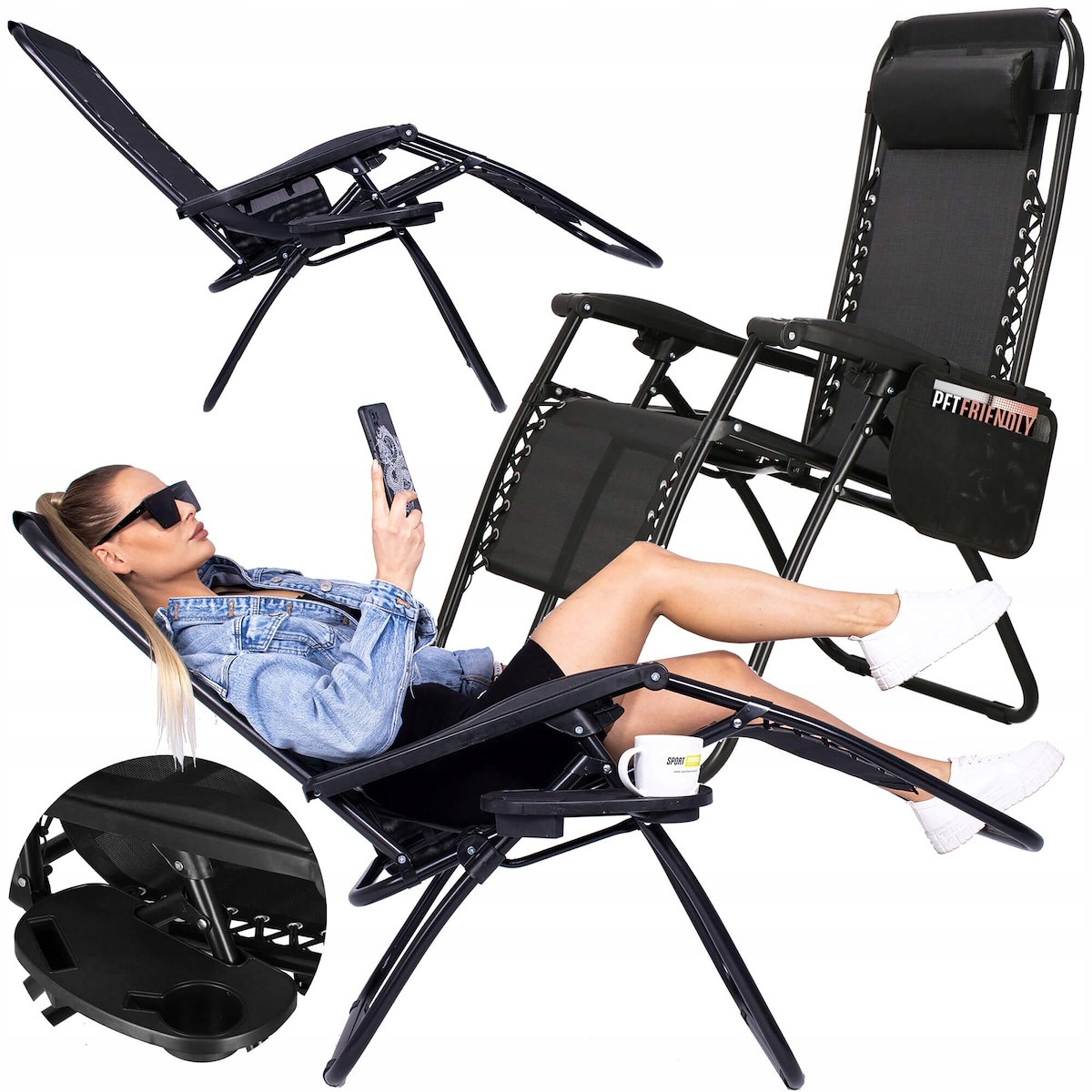 

Leżak Składany Ogrodowy Plażowy Fotel Zero Gravity
