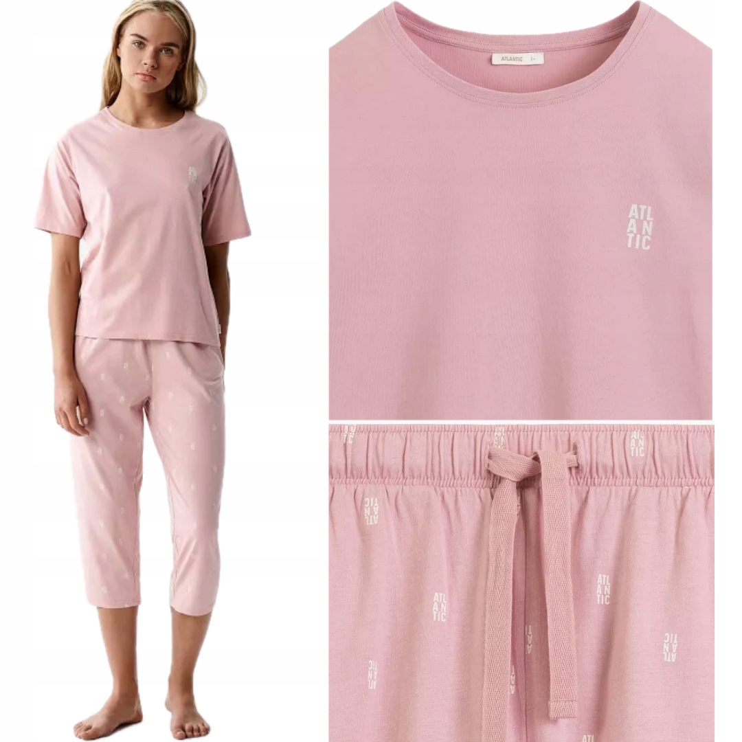 Piżama damska Atlantic bawełna NLP-511 różowa długośc 3/4 rozmiar M