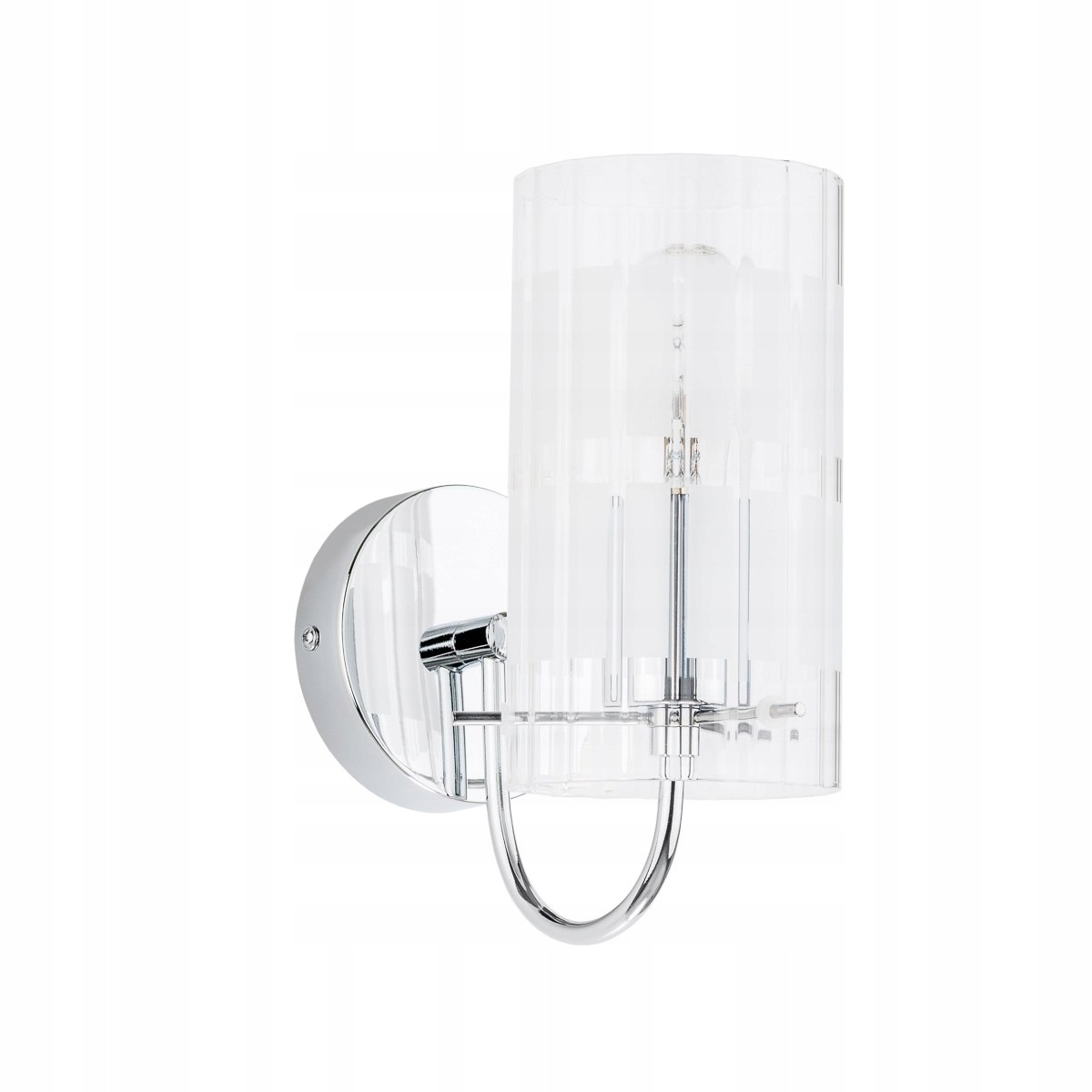 Max, Moderní, dekorativní, stříbrná nástěnná lampa se skleněným krytem, E27