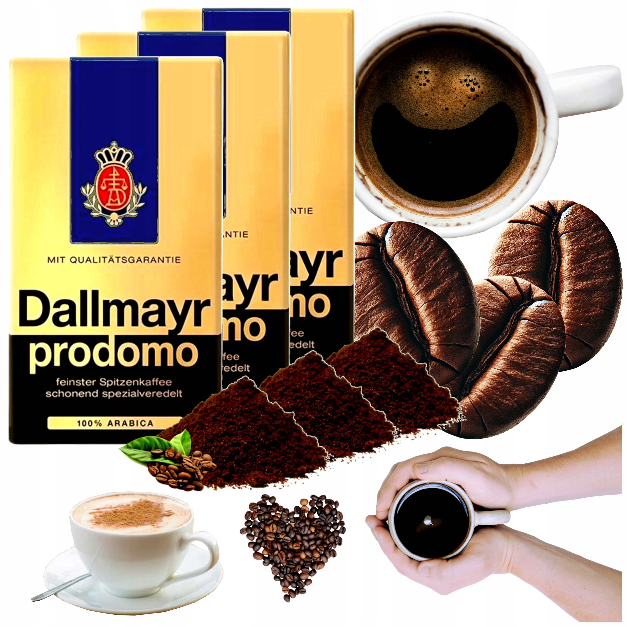 Kawa mielona Dallmayr 1,5kg Arabica 100% Prodomo tradycyjna palona 3x500g