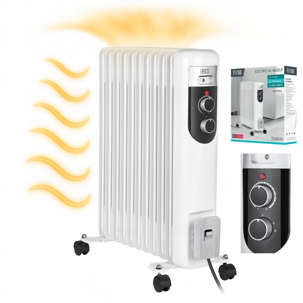 Grzejnik olejowy elektryczny termostat 11 żeber Teesa TSA8049 2500W