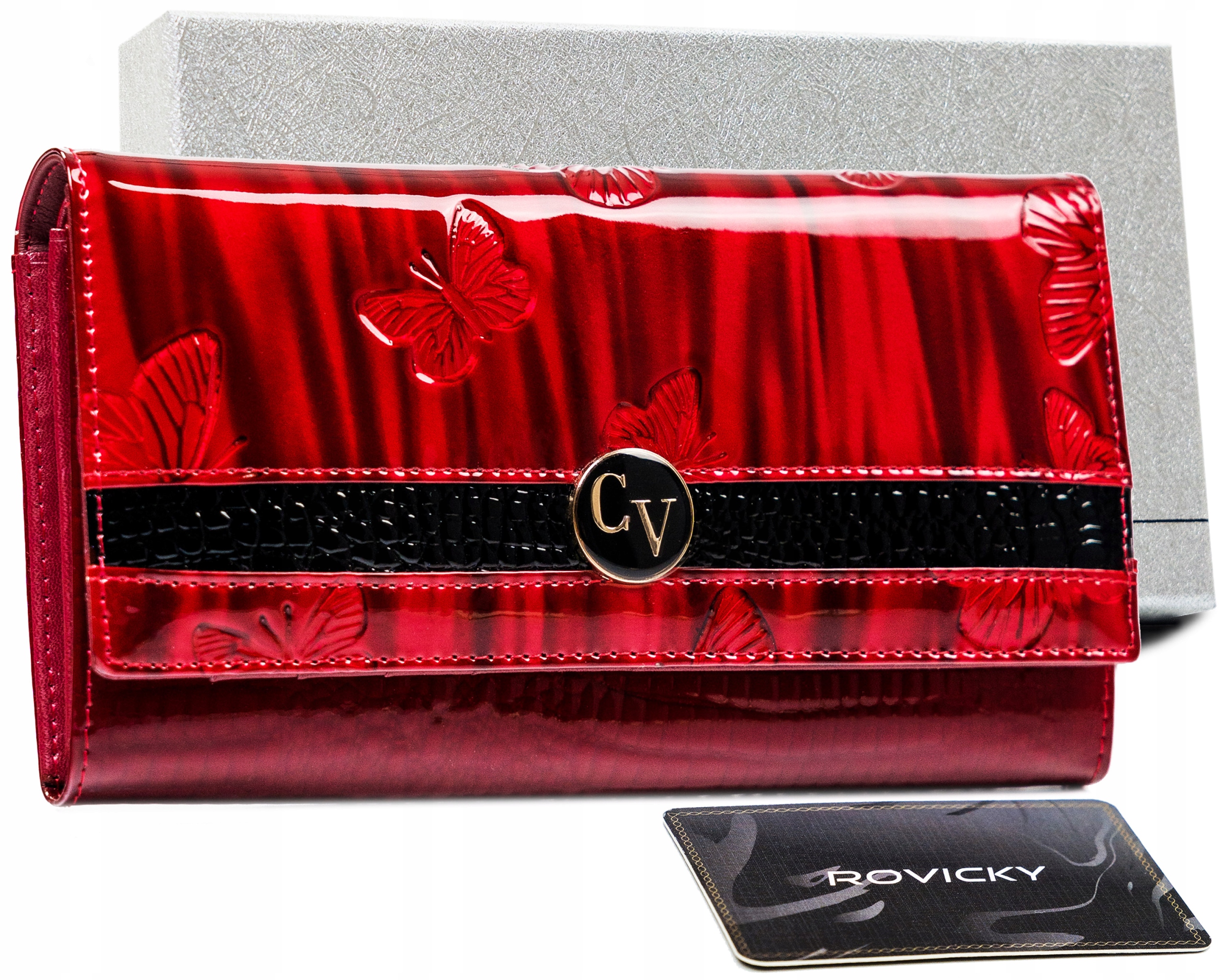 

Czerwony portfel damski skórzany na karty Cavaldi