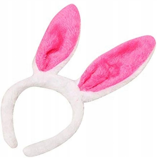 OPASKA USZY KRÓLIKA – MIĘKKI PLUSZ CIEMNORÓŻOWO -BIAŁA