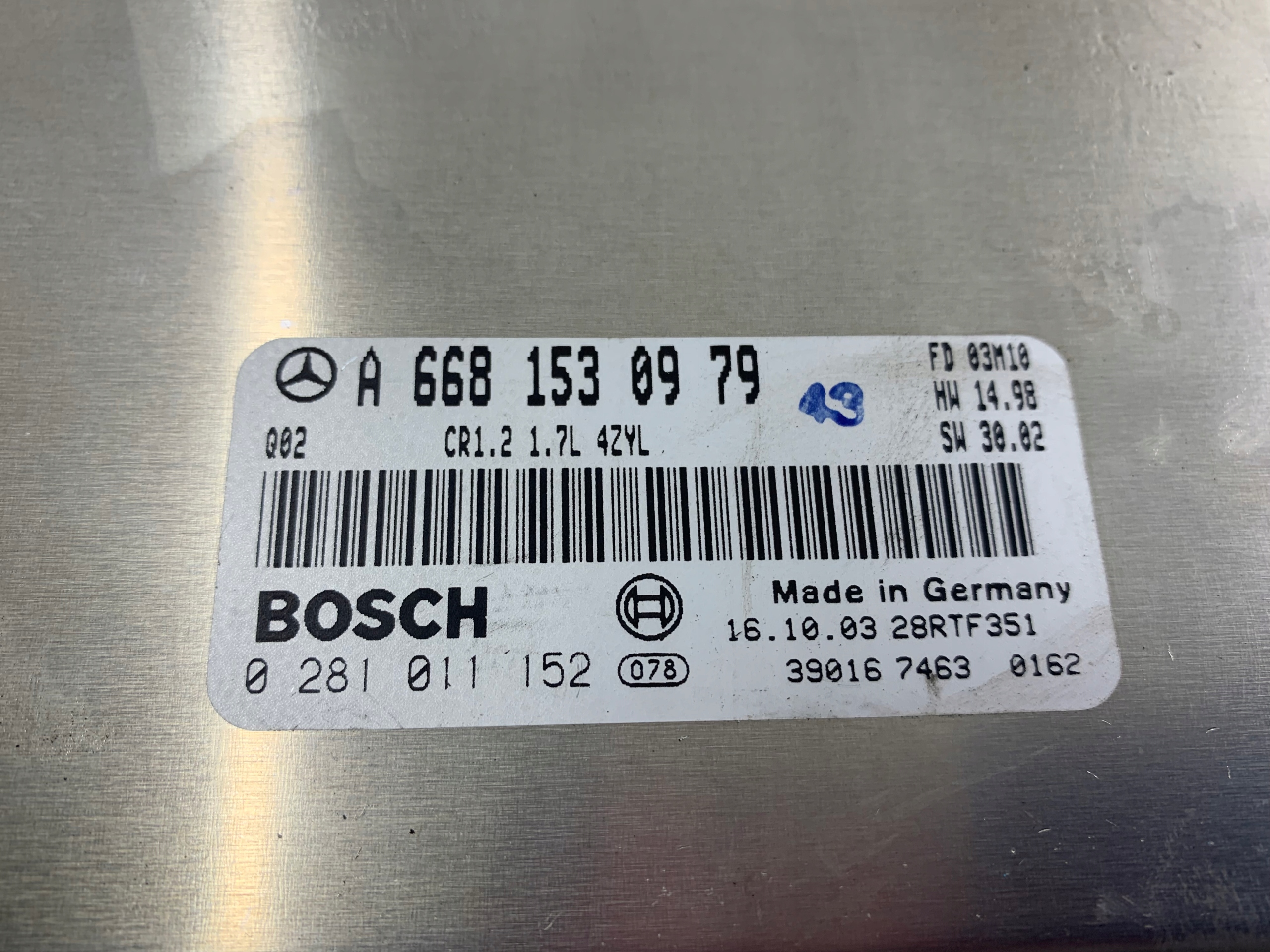 MERCEDES W168 1.7 CDI control unit of the engine A0275455232