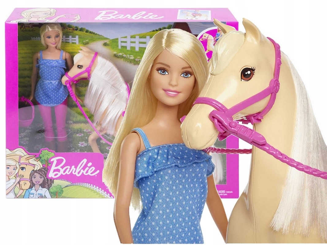 

Lalka Barbie Dżokejka Z Koniem lalka koń