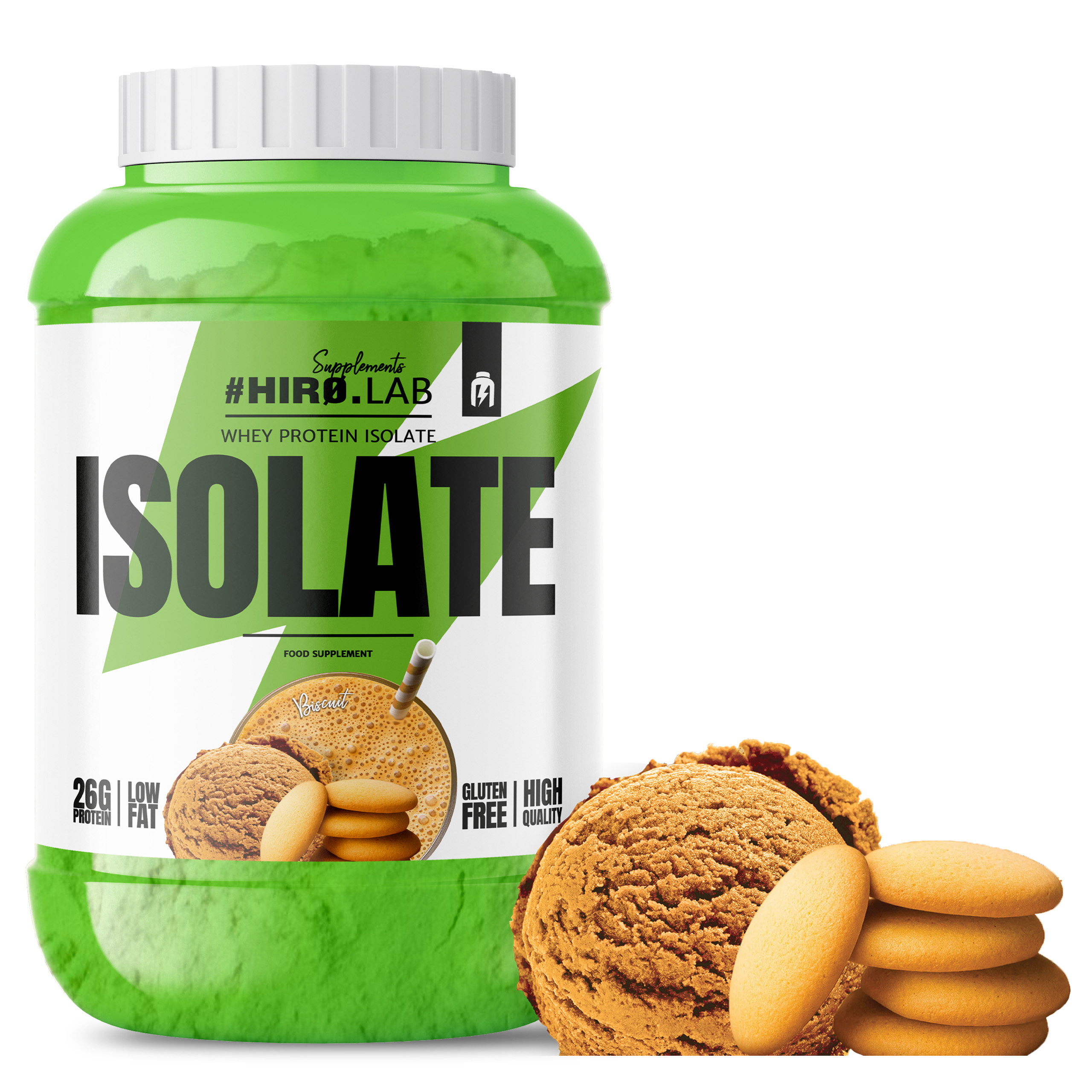 Bílkoviny Izolát Wpi Doplněk Stravy Whey Protein 1800 g Syrovátkové piškoty Hiro.Lab