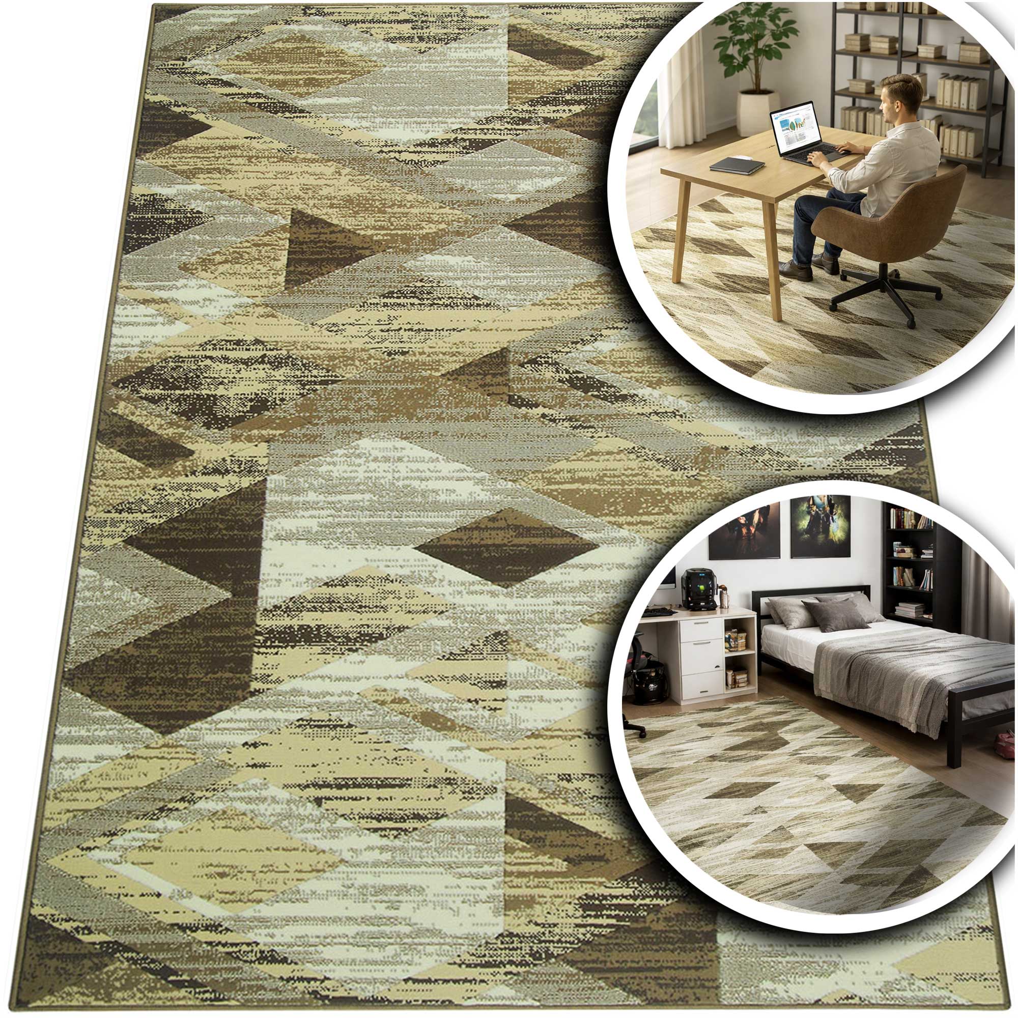 Hnědý Koberec Do Obývacího Pokoje Venezia Béžový Koberec Do Ložnice Nízký Vlas 270x370