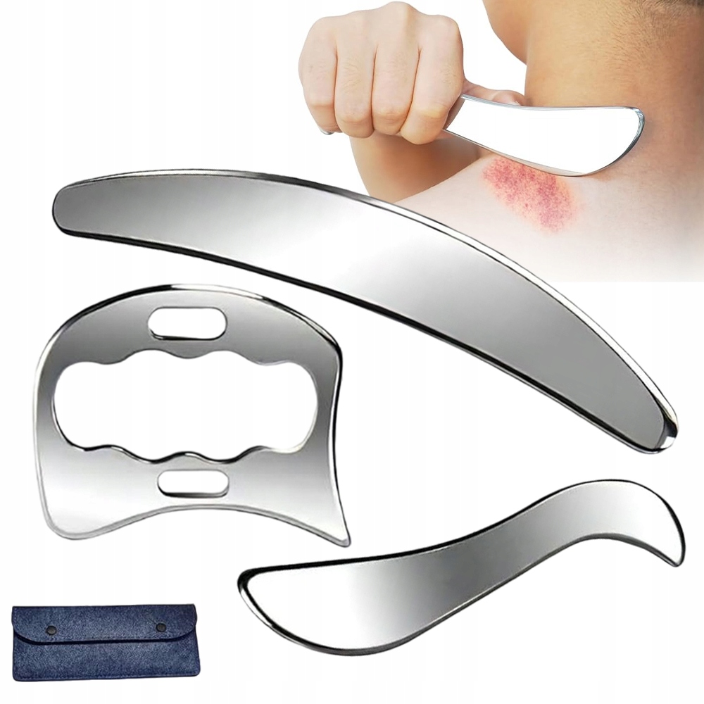 3 Ks Gua Sha Nerezová Ocel Zlepšení Krevního Oběhu Pro Masáž Krku Nohy Obličej