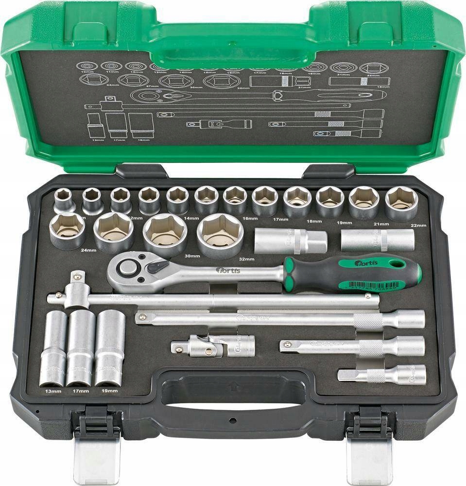 Sada 27-dielnych zástrčkových kľúčov Fortis 1/2"