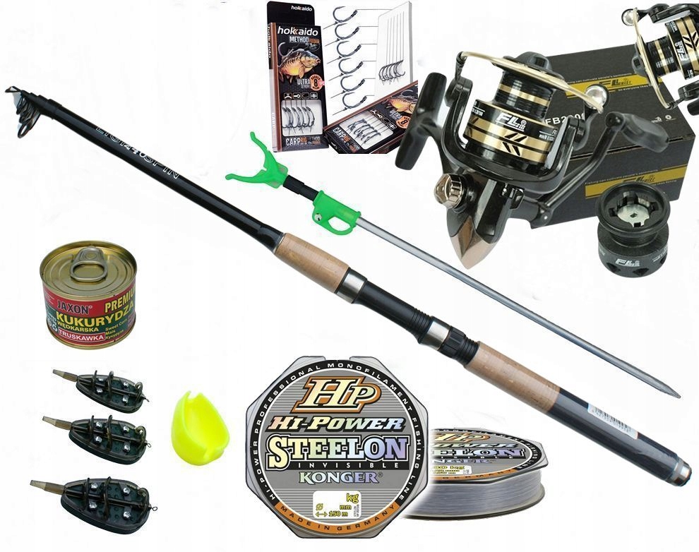 Zestaw Wędkarski Na Grunt Feeder -podpórka Koszyk Wędka Teleskop